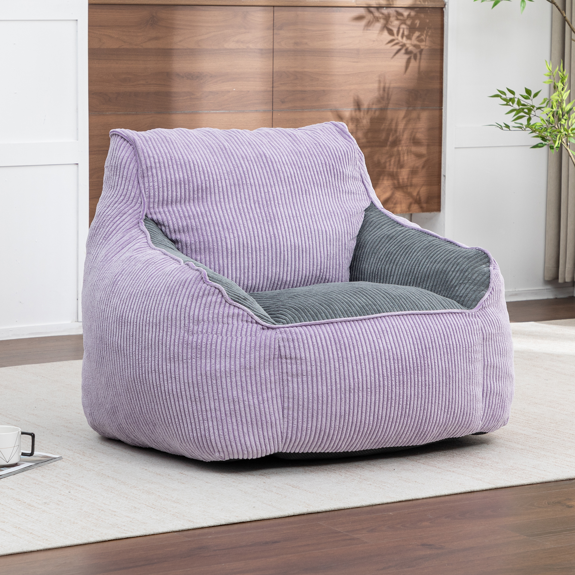 Giant Bean Bag Chair Sofa For Adults Teens, Comfy Corduroy Large Bean Bag Chairs With Armrests For Bedroom Living Room, BeanBag Lazy Sofa Couch Chairs With Filler Included