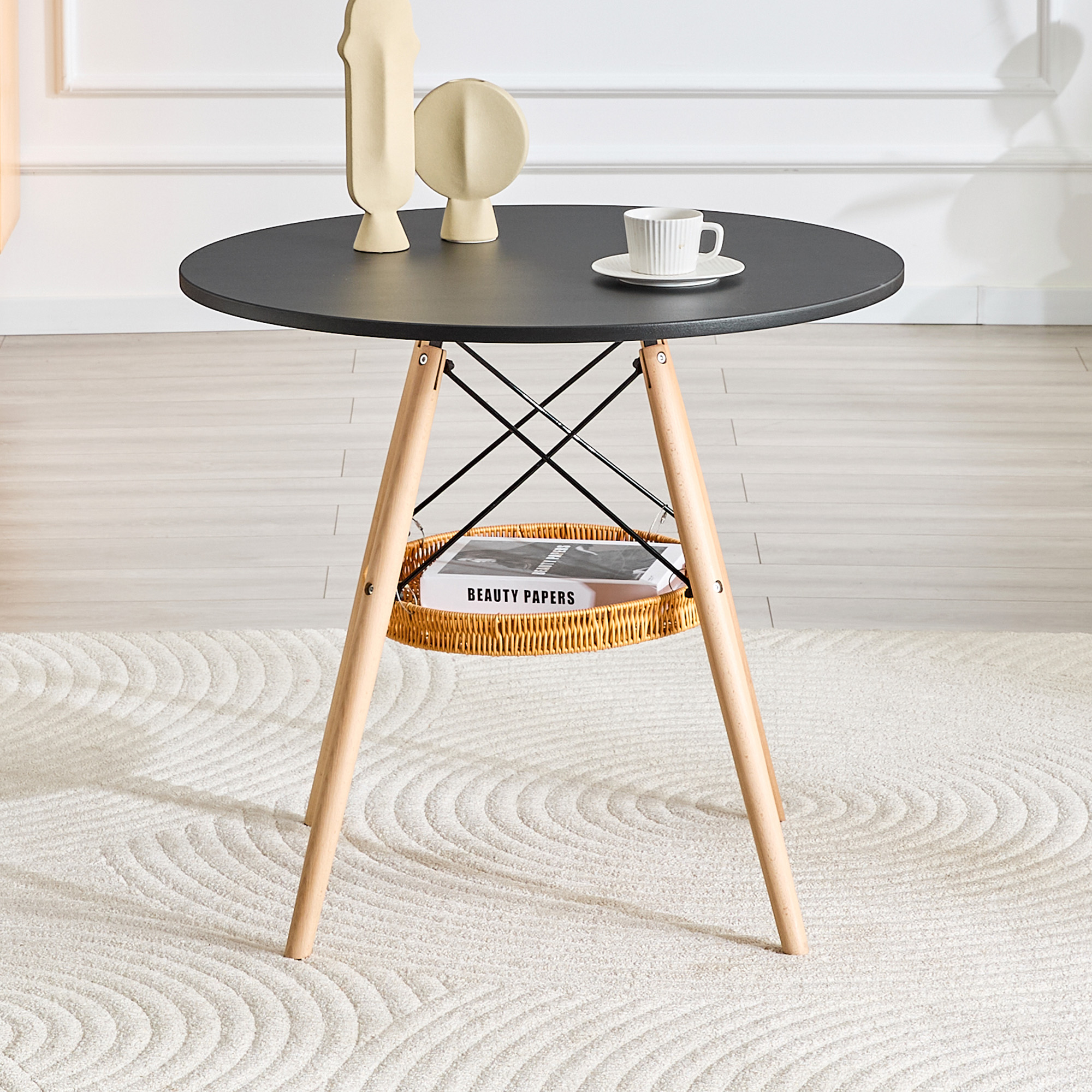Round Dining Table with Storage Basket