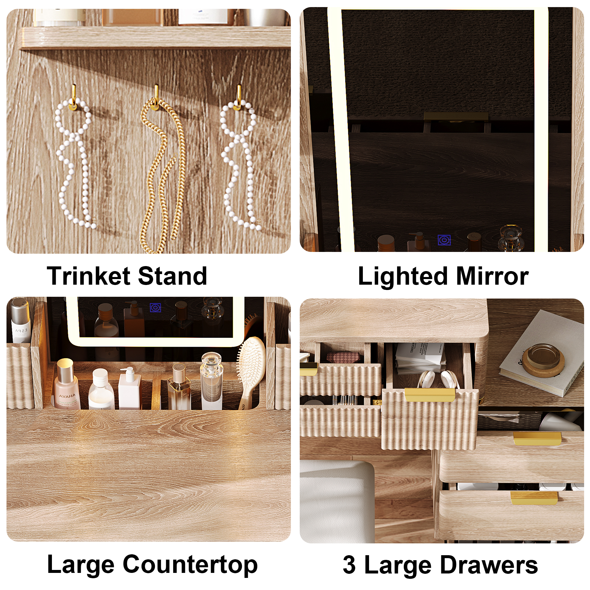 Vanity Desk with LED Mirror, picture 4 of 5
