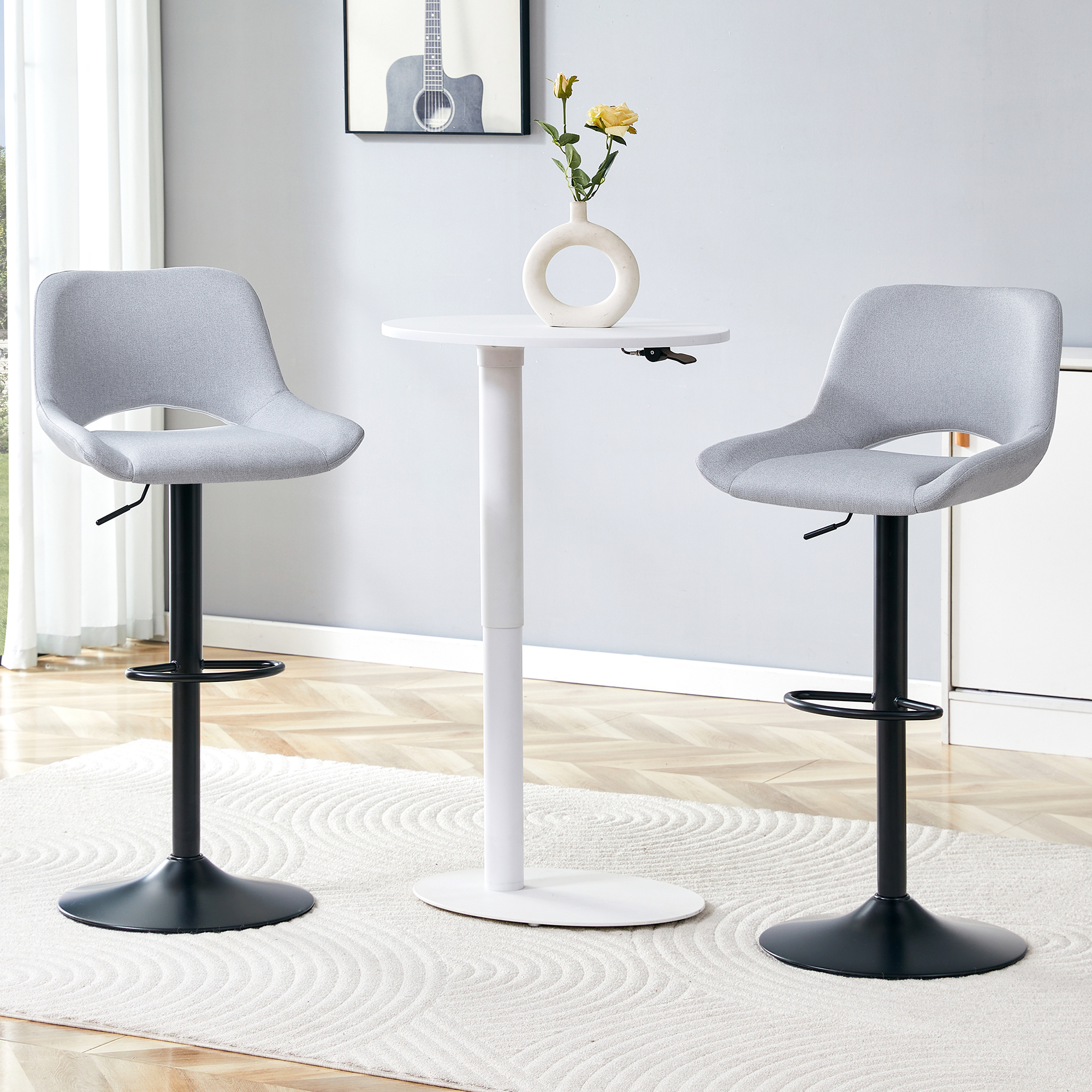 Linen Adjustable Swivel Bar Stools, picture 2 of 5