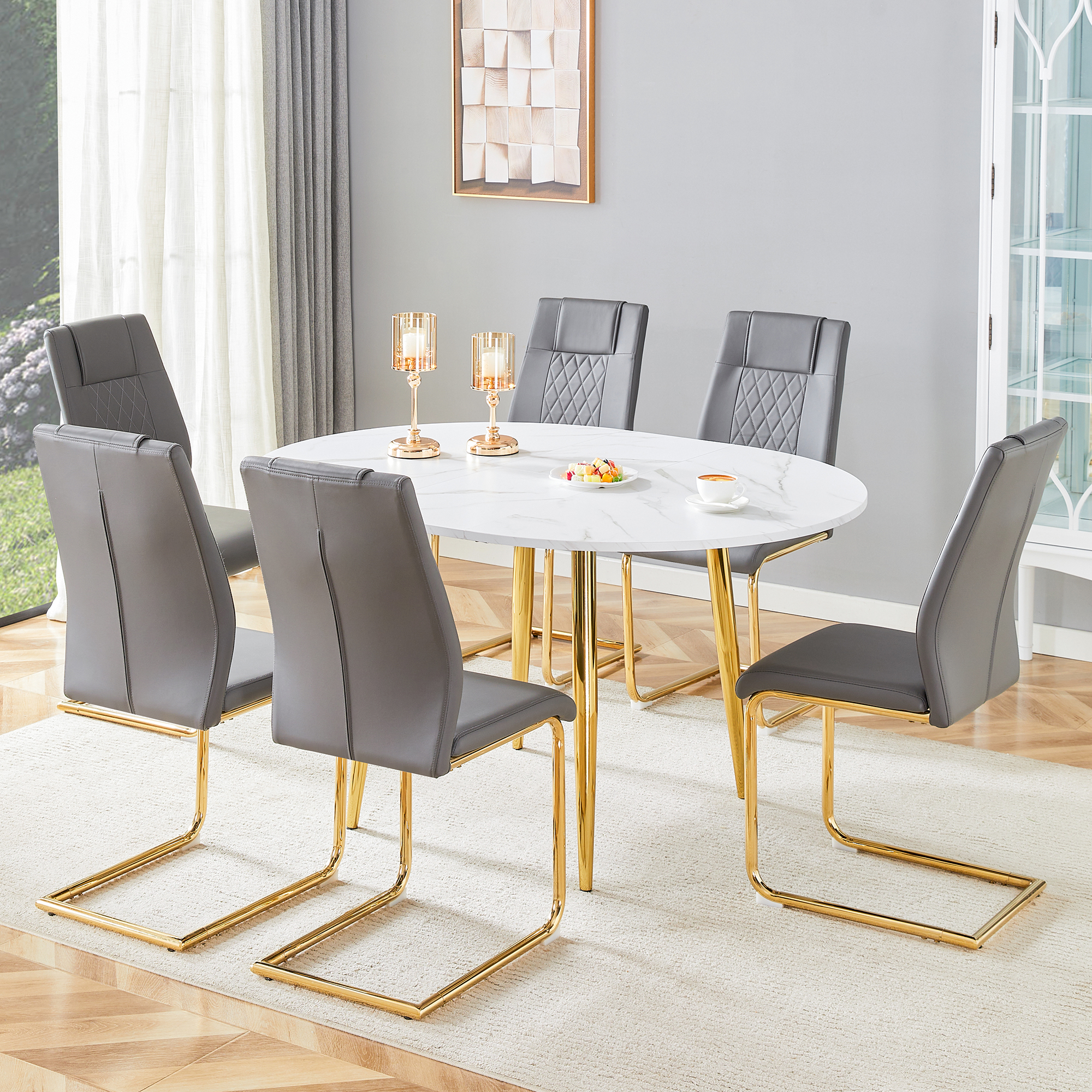 Extendable MDF Dining Table Set