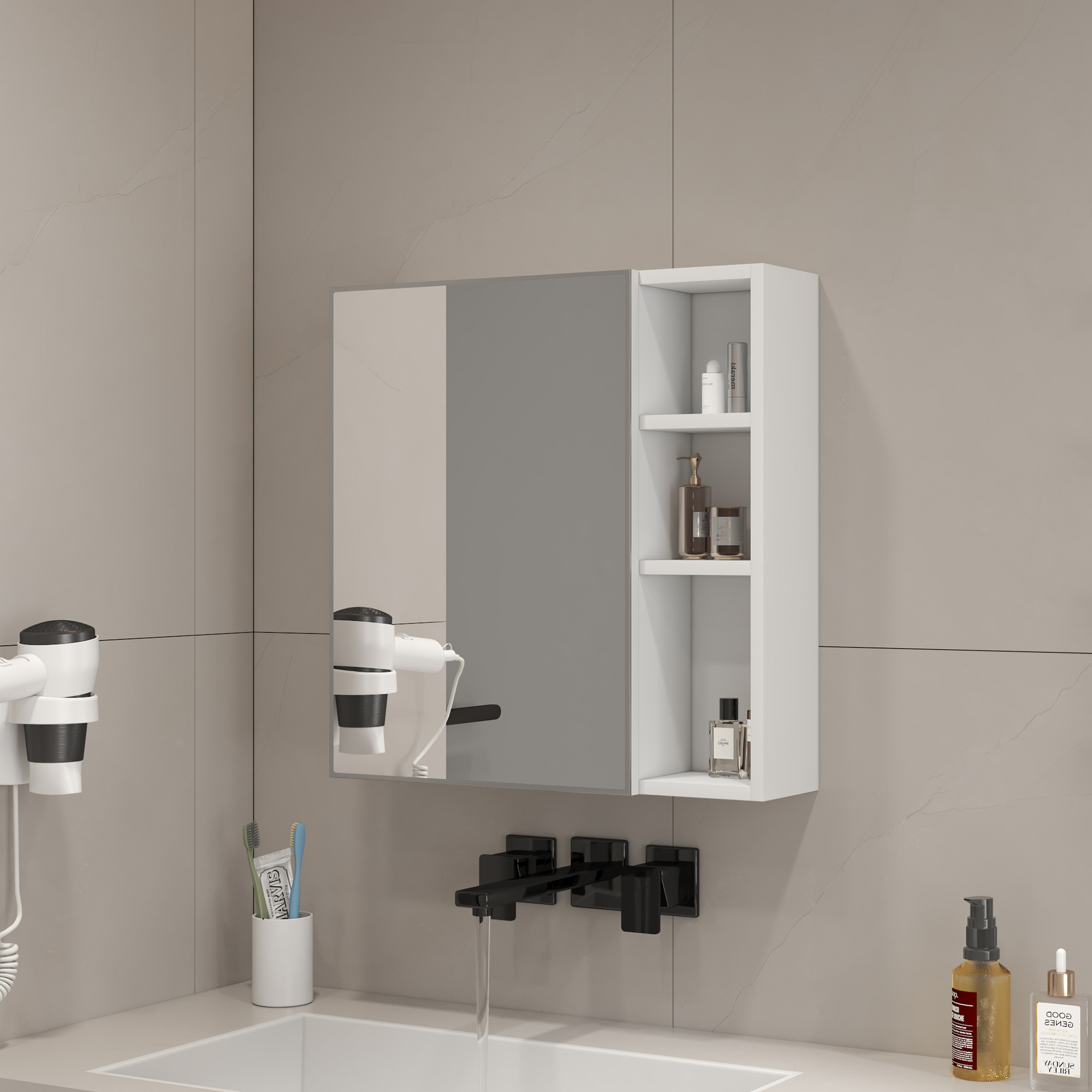A White MDF Material Mirror Cabinet, Bathroom Mirror,  MDF Material Mirror Cabinet,a Separate Wall Mounted Bathroom Mirror For Storage And Space Saving. W1151135030