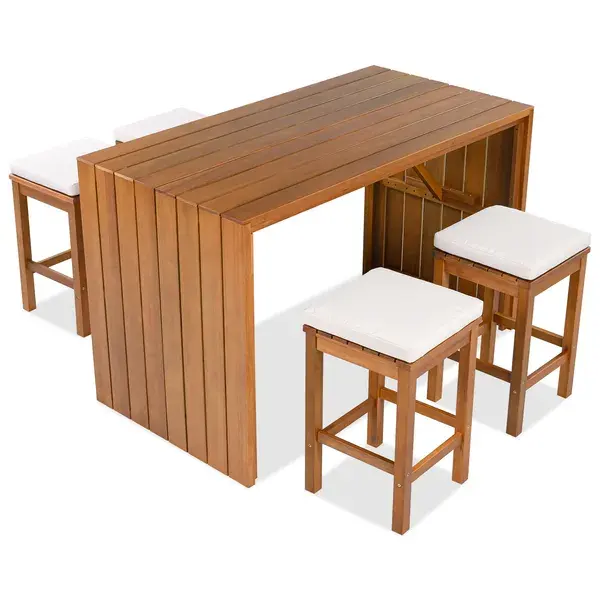 Outdoor Bar Set, Patio Acacia Wood Height