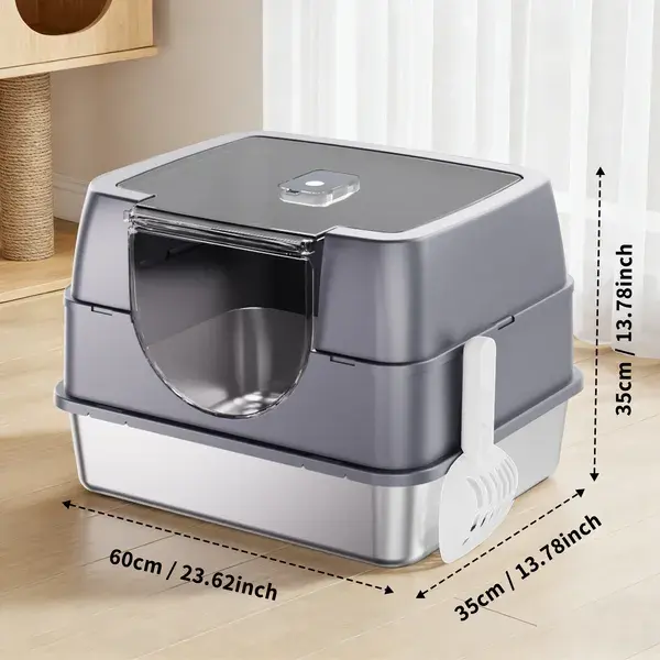 Galaxy Stainless Steel Gray Cat Litter Box
