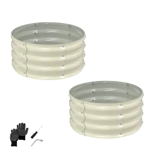 2X2X1ft Raised Garden Bed, Round Galvanized Outdoor
