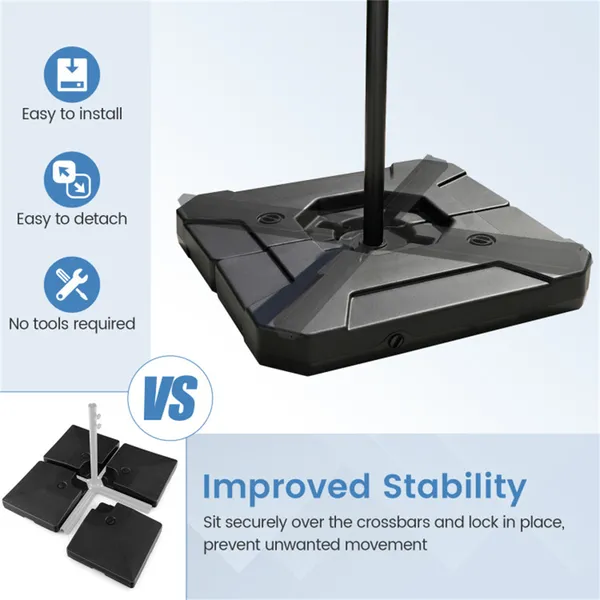 2-Piece Fillable Cantilever Umbrella Base, Heavy Duty Water & Sand Weighted HDPE Patio Umbrella Stand With Easy Fill Drain Valves