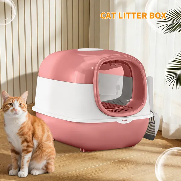 Thick Material Pink E24 Cat Litter Box, Stable And Durable Structure, More Reliable Cross-border Quality