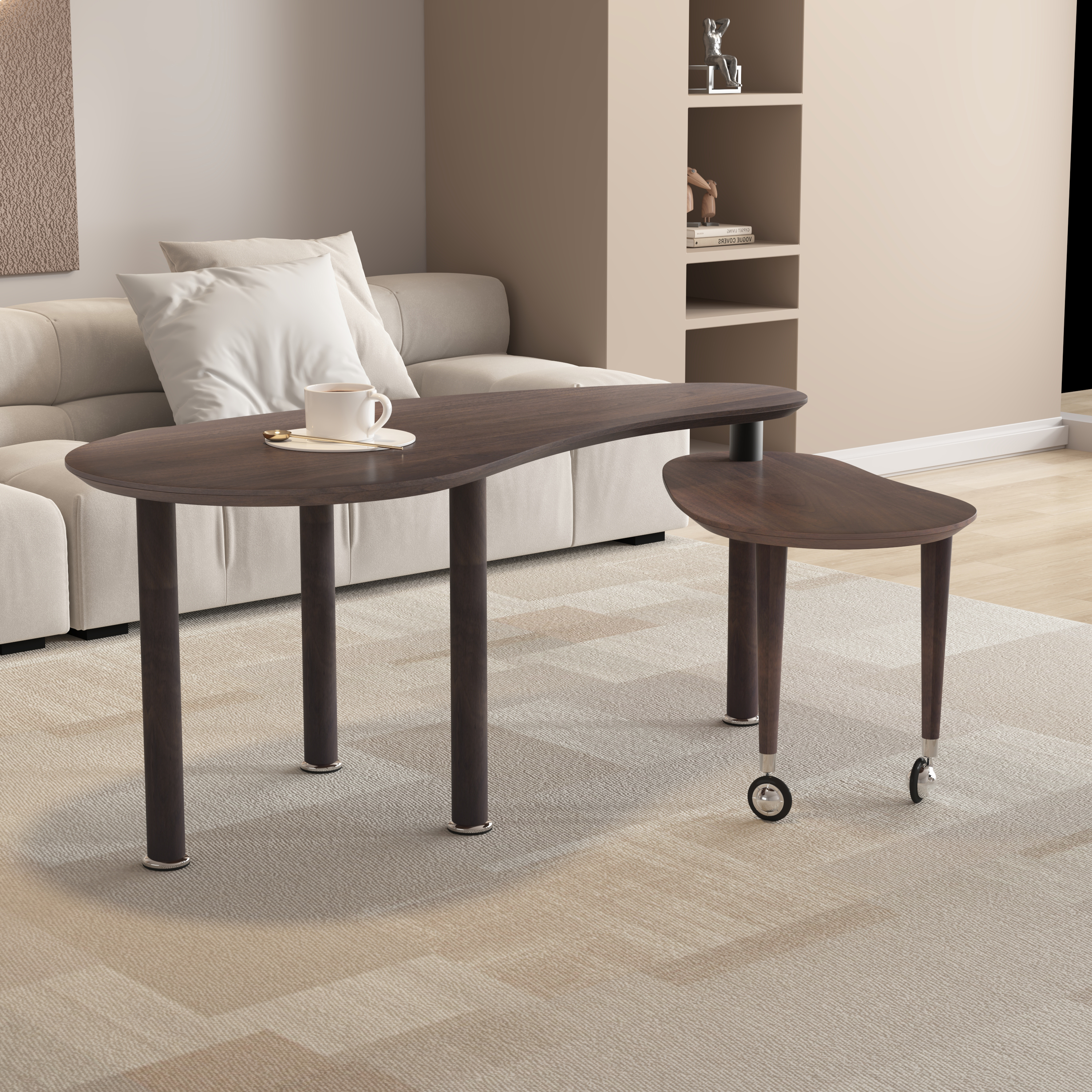 Rotatable Oval Coffee Table