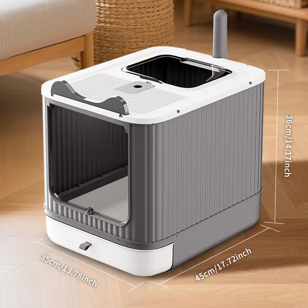 Elevated Leak Proof Elf White Cat Litter Box, Made Of Sturdy And Durable Materials, Also Suitable For Multi Cat Households 4