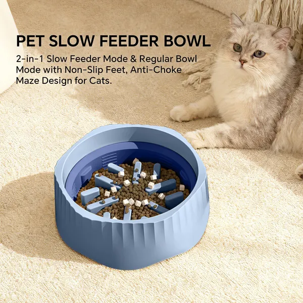 Blue Dual-purpose Slow Food Bowl, Fast&slow Food Can Be Freely Switched To Adapt To Different Pet Eating Habits, Cross-border Hot Selling Pet Supplies