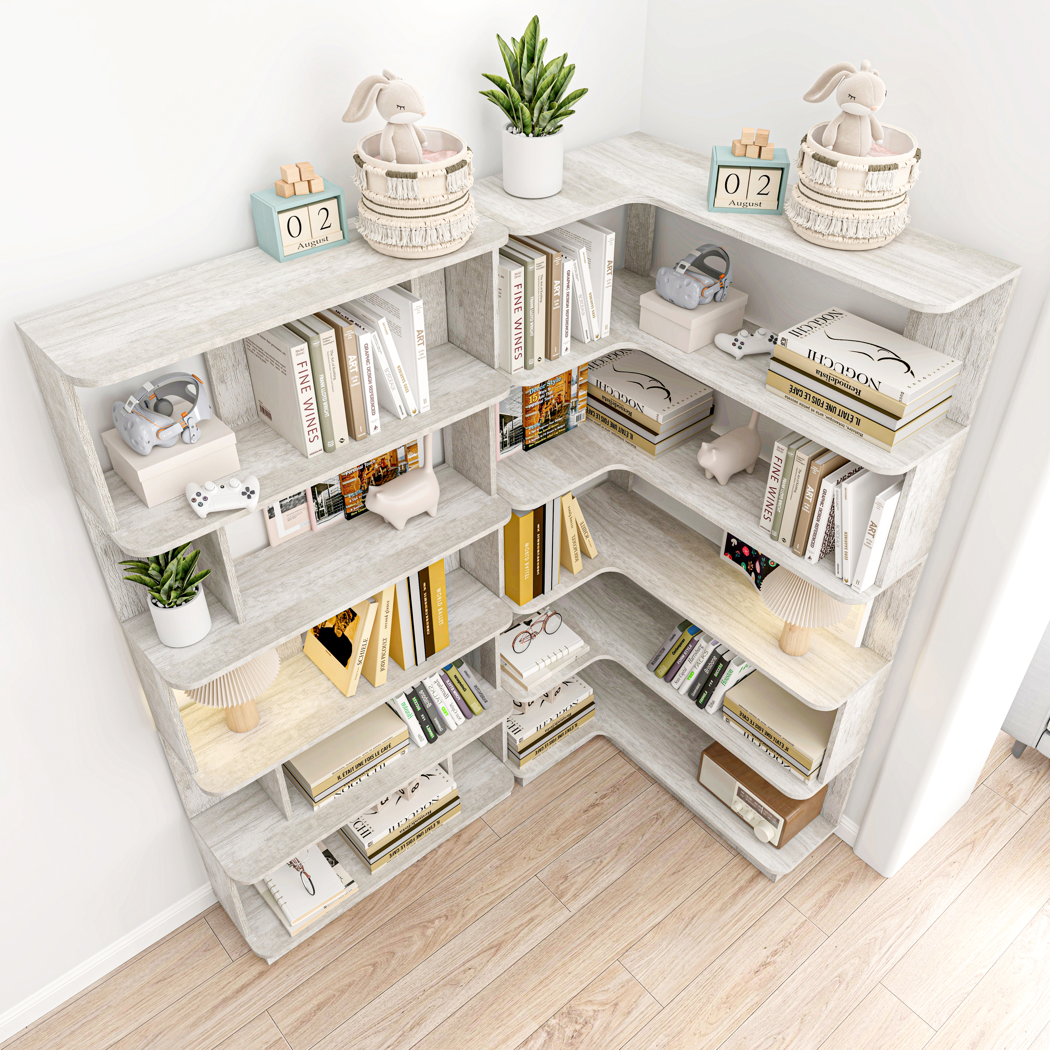 Corner Bookshelf Set of 2