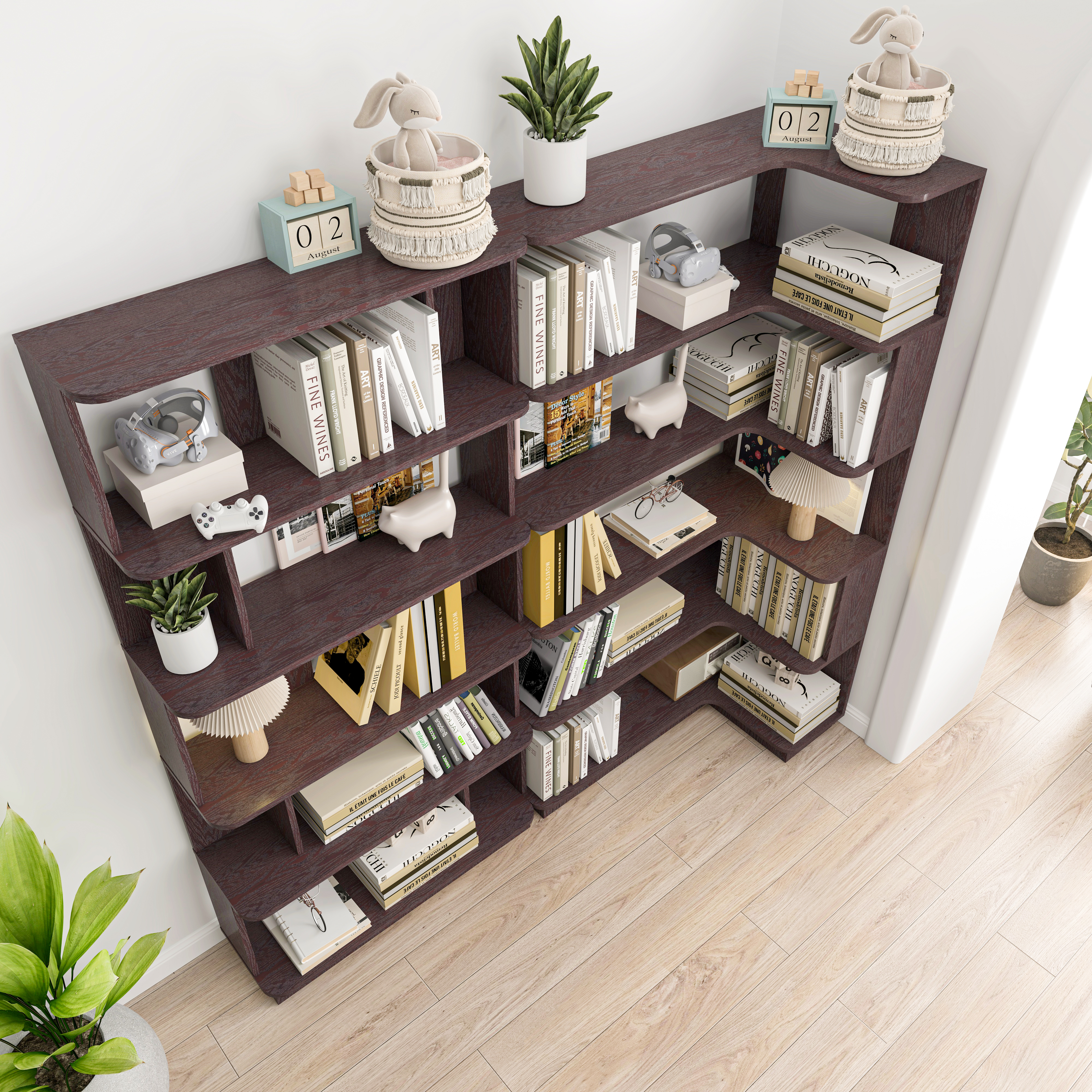 Corner Bookshelf and Bookcase Set