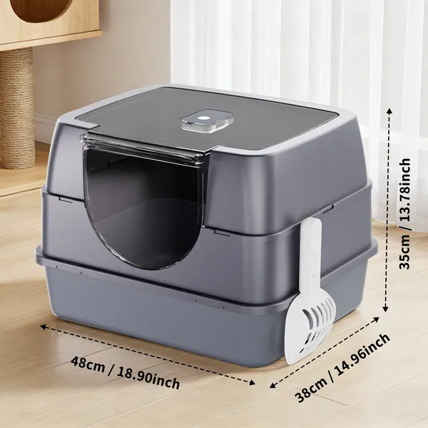 Galaxy Enclosed Gray Cat Litter Box, Sealed To Prevent Odors And Sanding, Stable And Durable, Suitable For Pet Families Worldwide