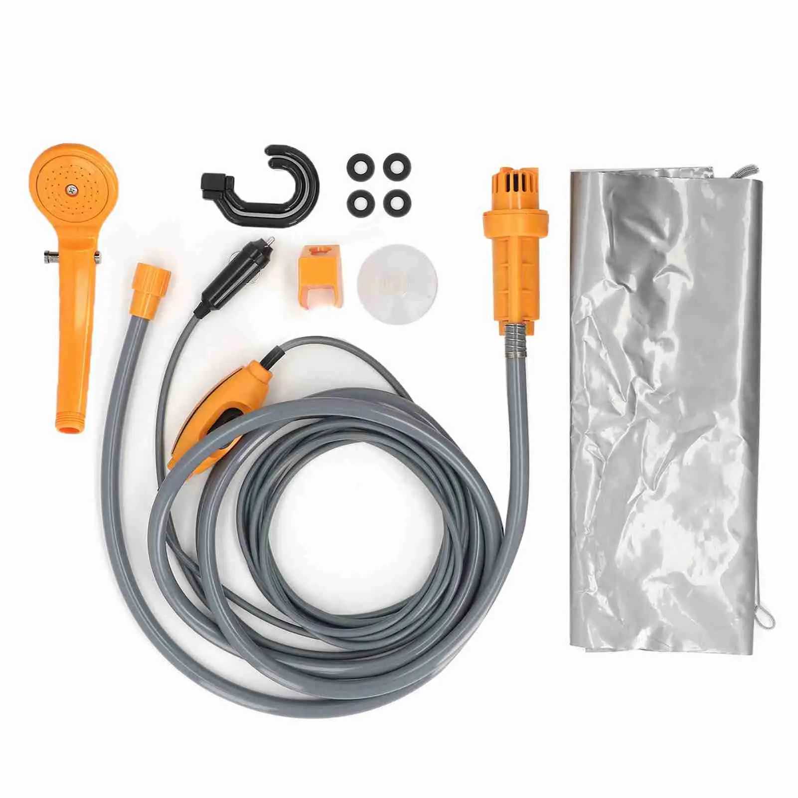 Car Plug Shower Kit 36W Portable Electric Vehicle Mounted Shower Kit For Outdoor Camping Car Washing Irrigation Orange