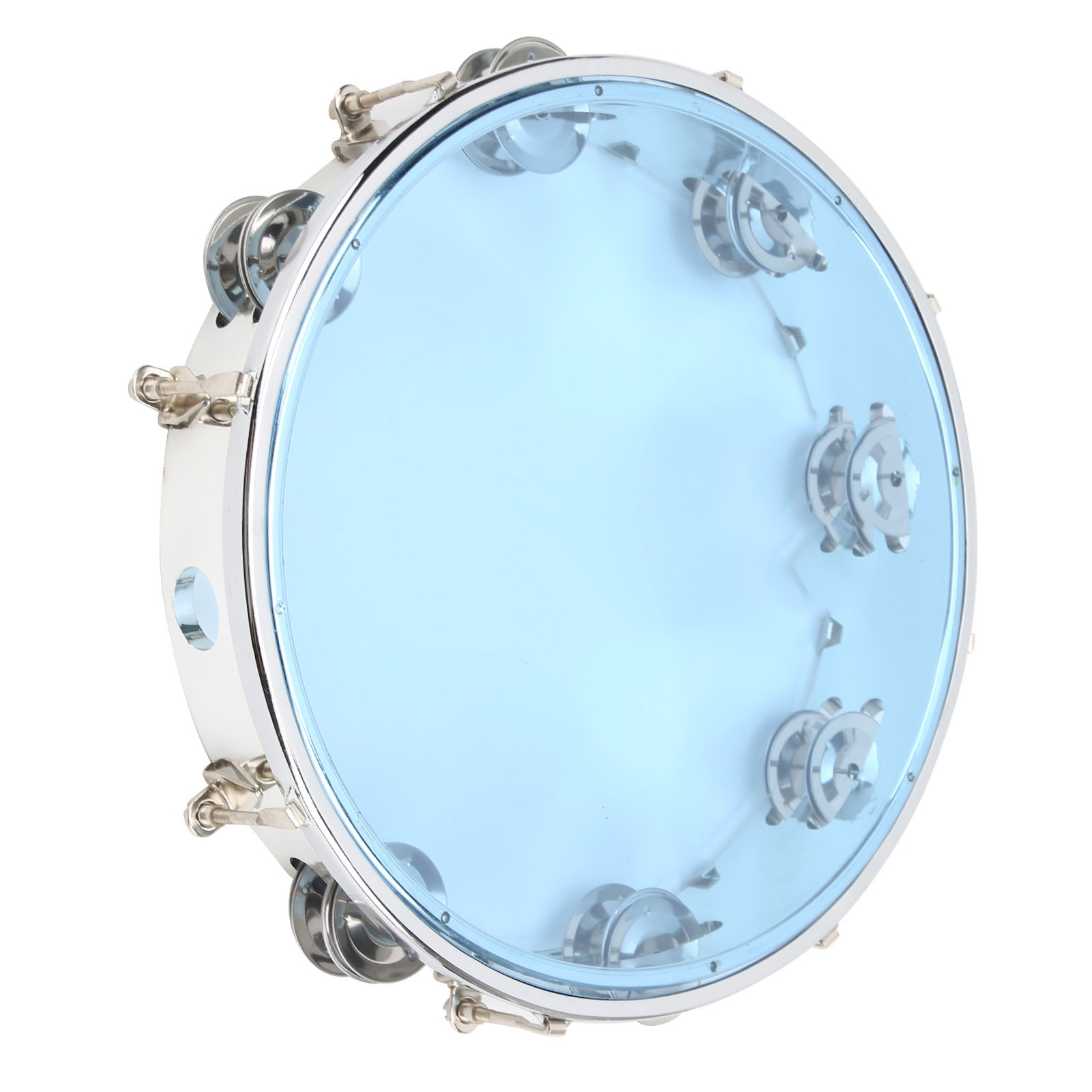 MBAT Tambourine Adjustable Double Row 10in Percussion Jingles Instrument For PartyBlue