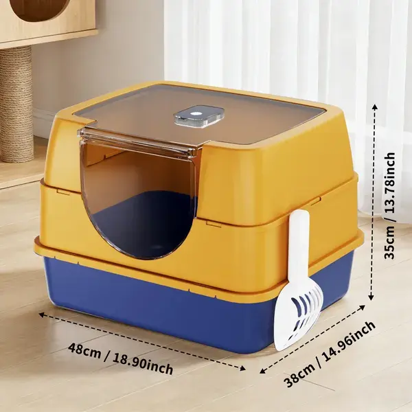 Galaxy Enclosed Orange Cat Litter Box, Sealed