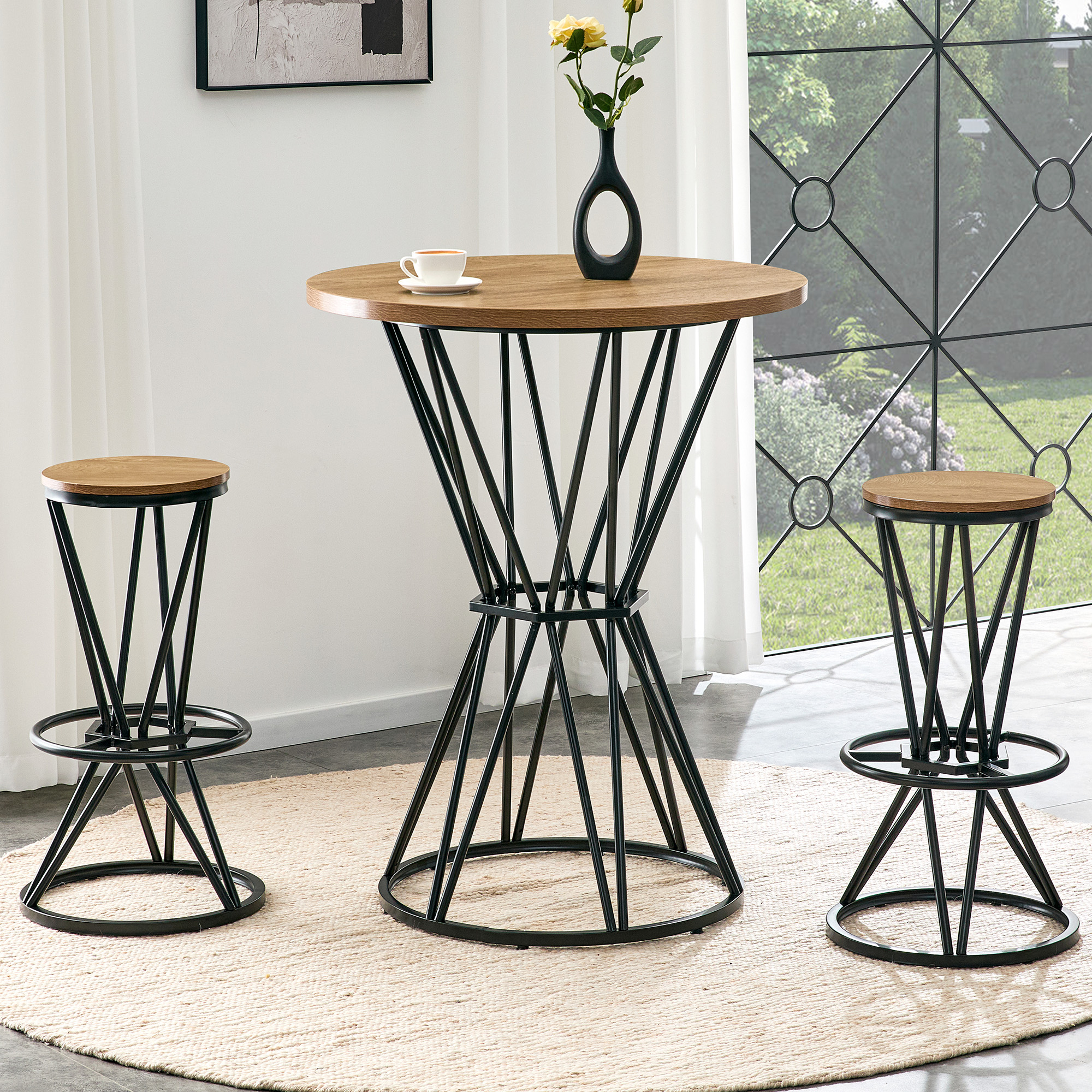 Wood Grain Bar Table Set, picture 3 of 4