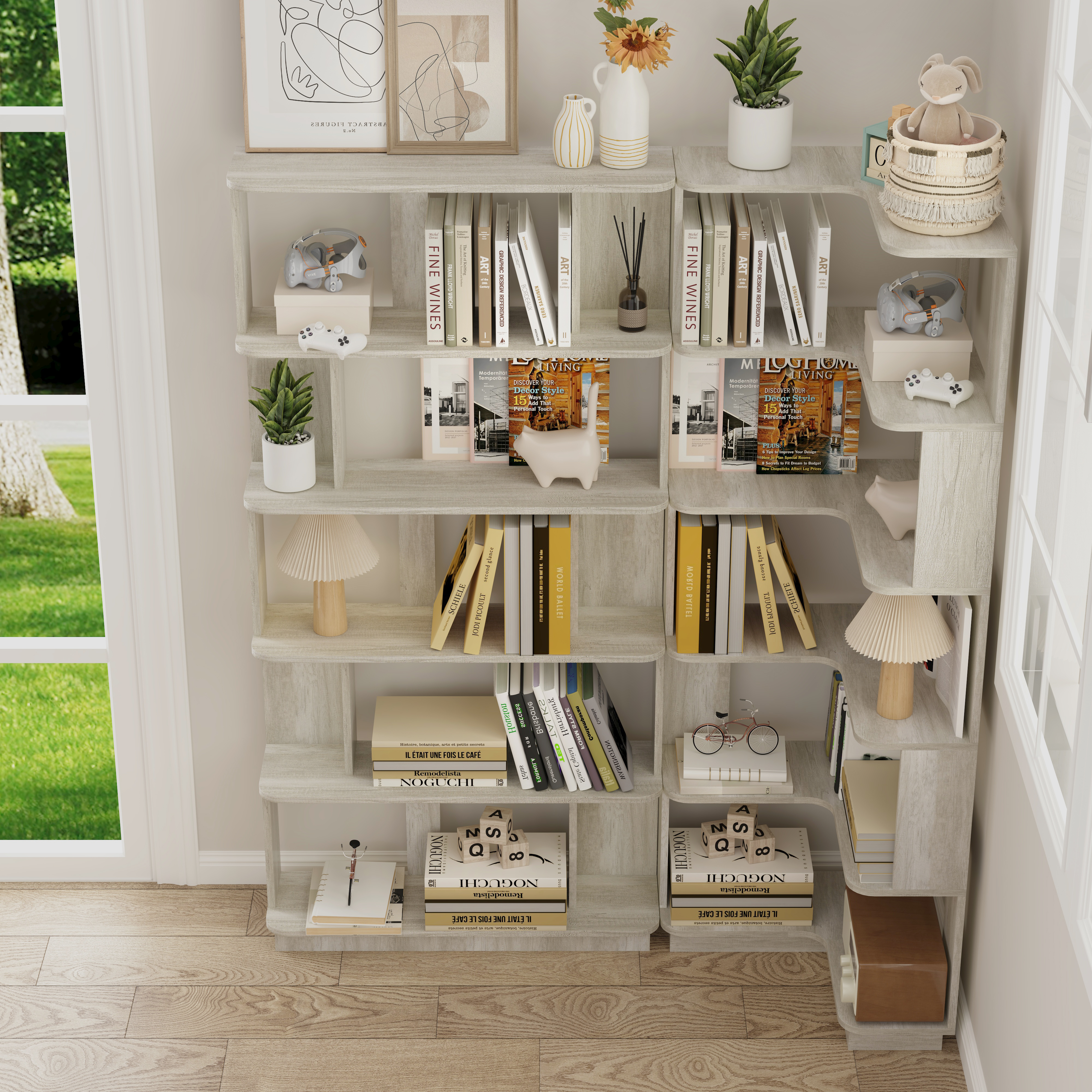 Set of 2 Corner Bookcases