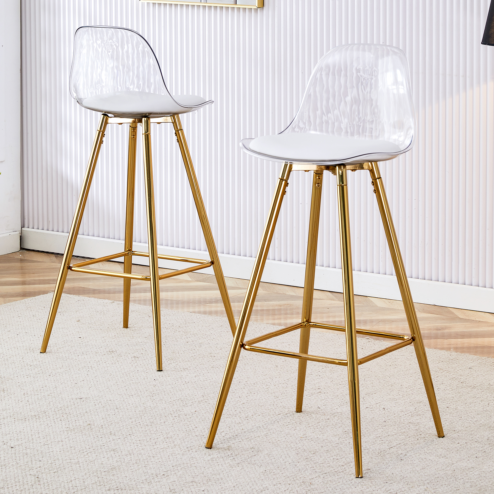 Modern And Comfortable Upholstered Bar Chairs, Metal Legs, Small Size Bar Chairs, Suitable For Part Of The Crowd, Stylish Design For Dining Room, Kitchen, Terrace And Living Room Chairs.