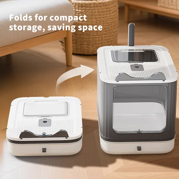 Elevated Leak Proof Elf White Cat Litter Box, Made Of Sturdy And Durable Materials, Also Suitable For Multi Cat Households 3