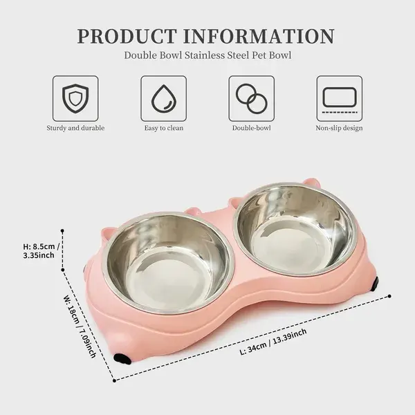 Anti Slip Base Double Cat Food Bowl