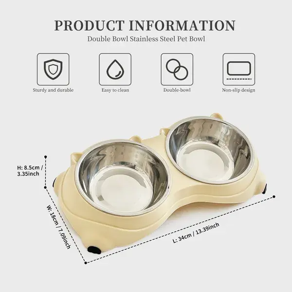 Anti Slip Base Double Cat Food Bowl