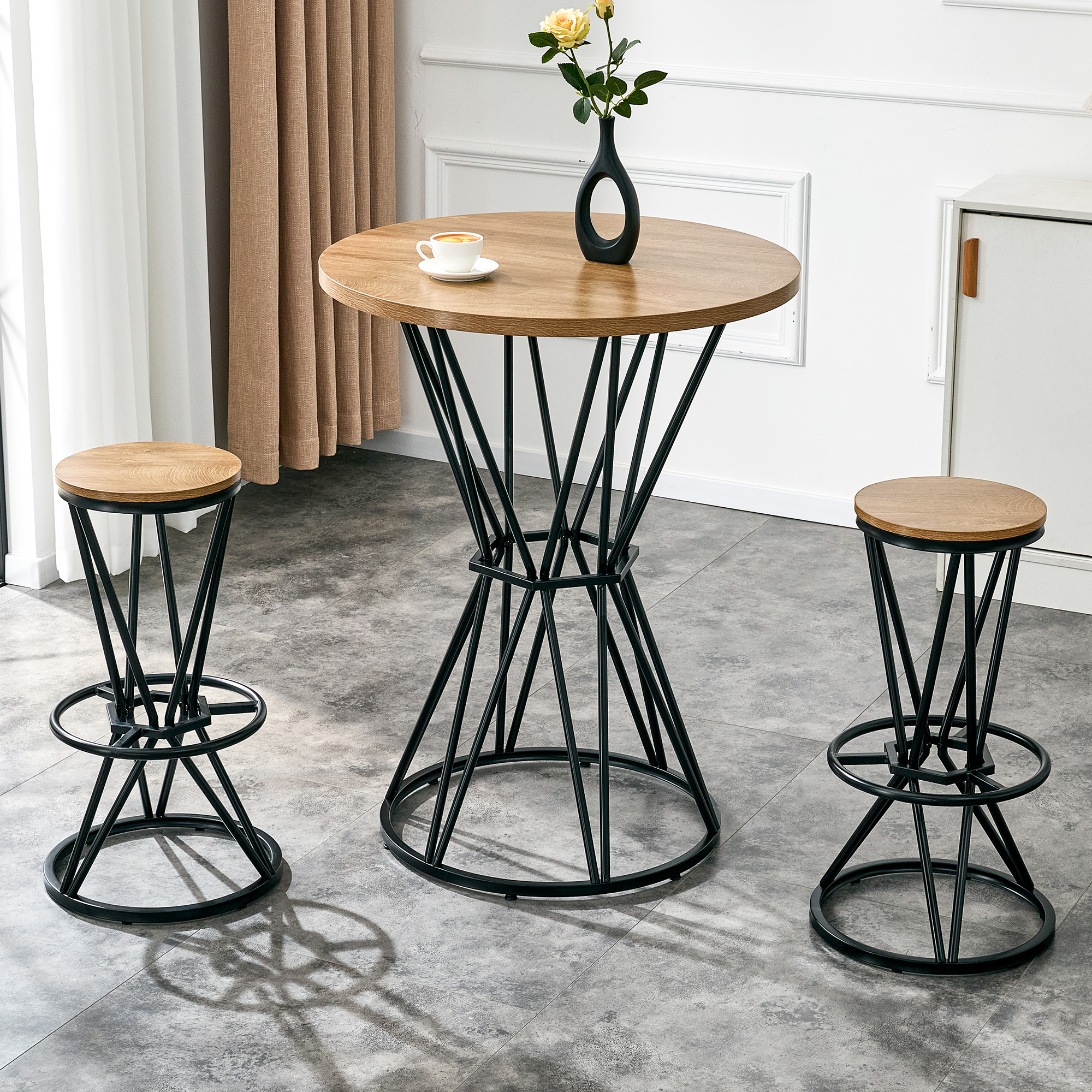 Wood Grain Bar Table Set, picture 2 of 4