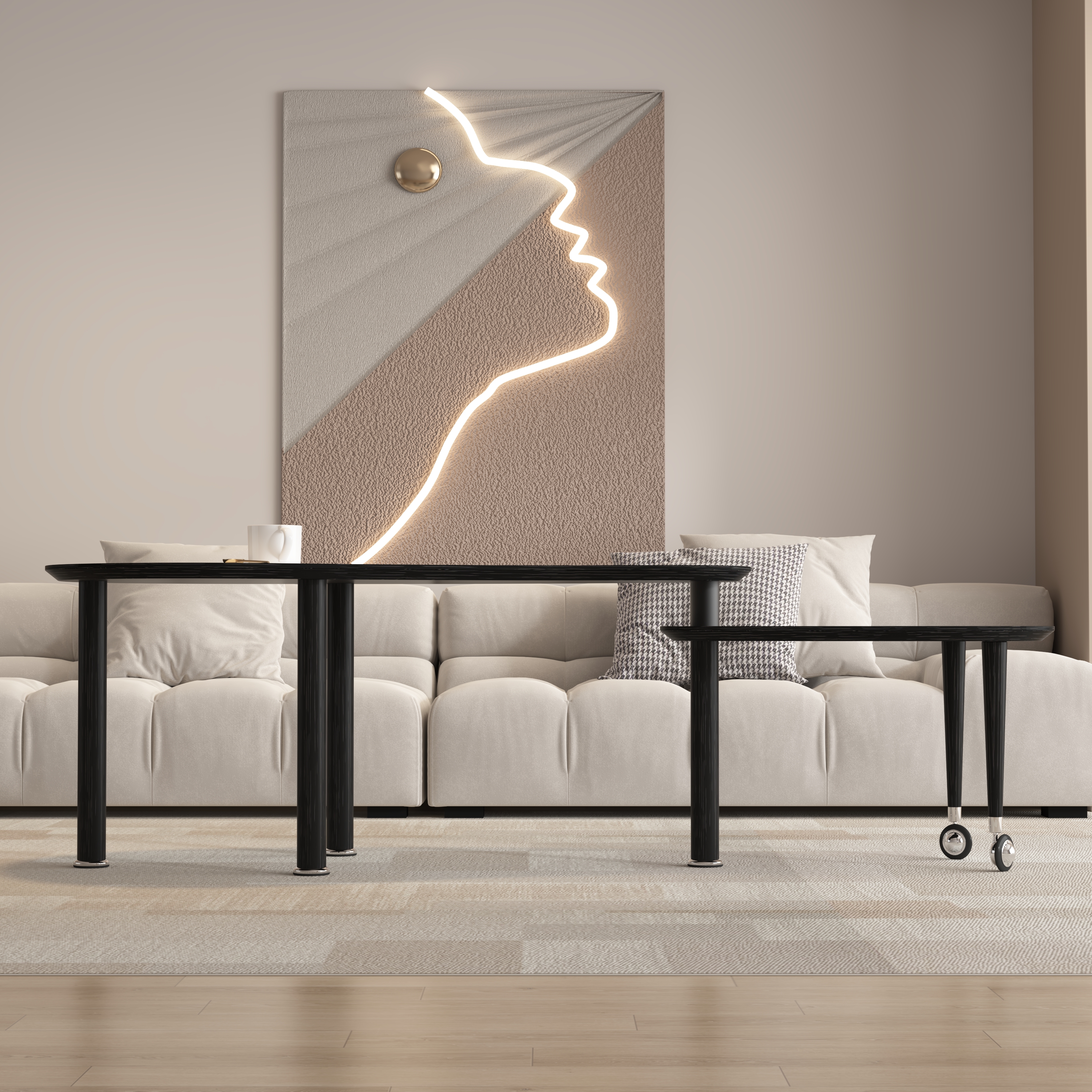 Rotatable Oval Coffee Table