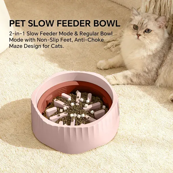 Pink-Dual-purpose Slow Food Bowl, Fast&slow Can Be