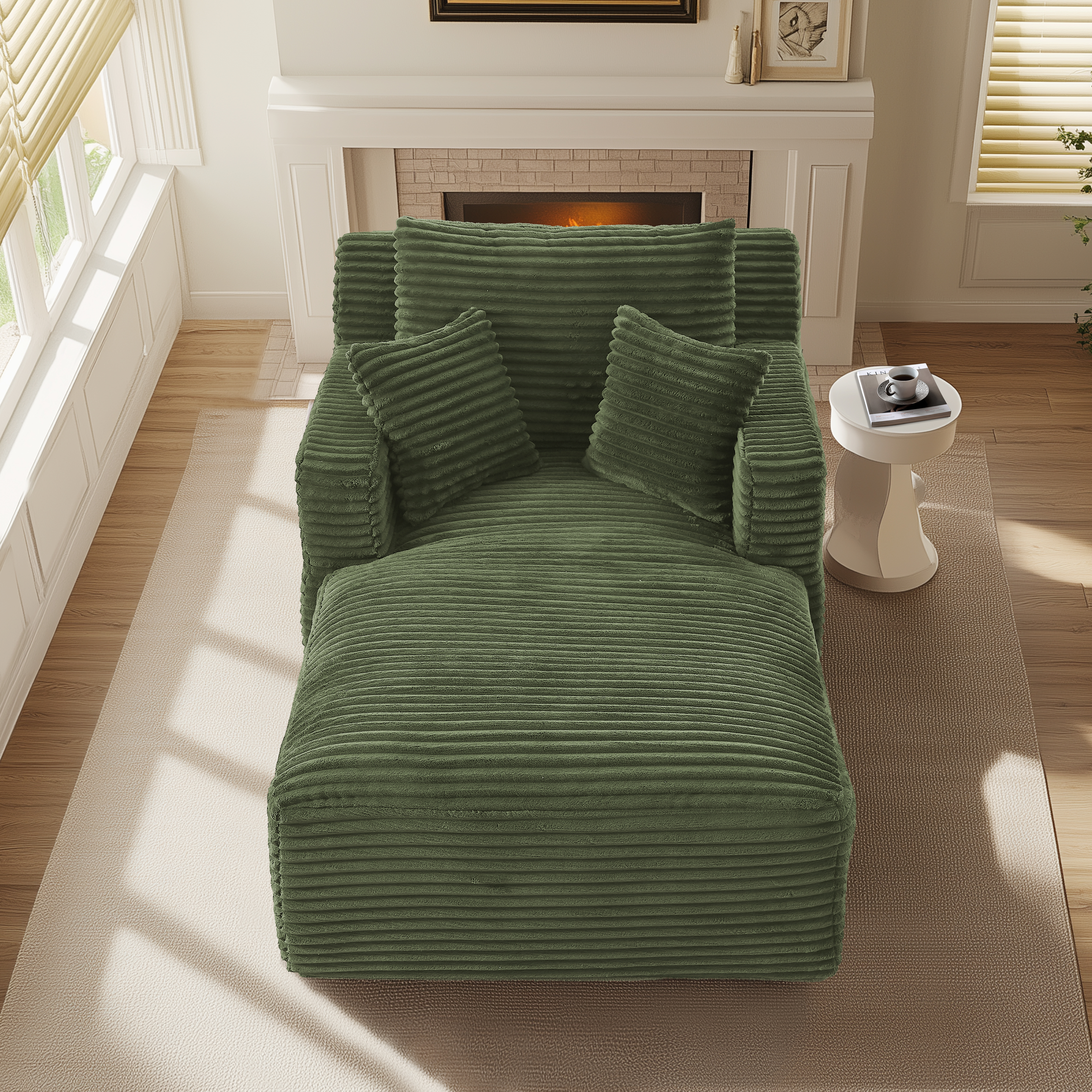 Indoor Single Chaise Sofa, Modern Corduroy Upholstery, No Assembly Required,Comfy Sleeper For Living Room,Office,Apartment