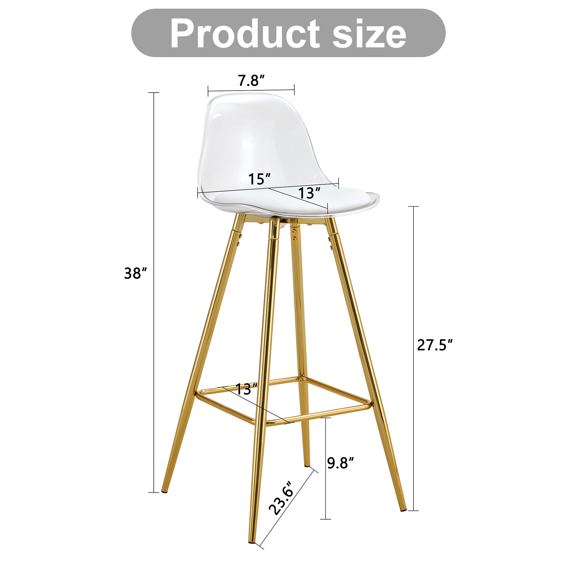 Modern And Comfortable Upholstered Bar Chairs, Metal Legs, Small Size Bar Chairs, Suitable For Part Of The Crowd, Stylish Design For Dining Room, Kitchen, Terrace And Living Room Chairs. 5