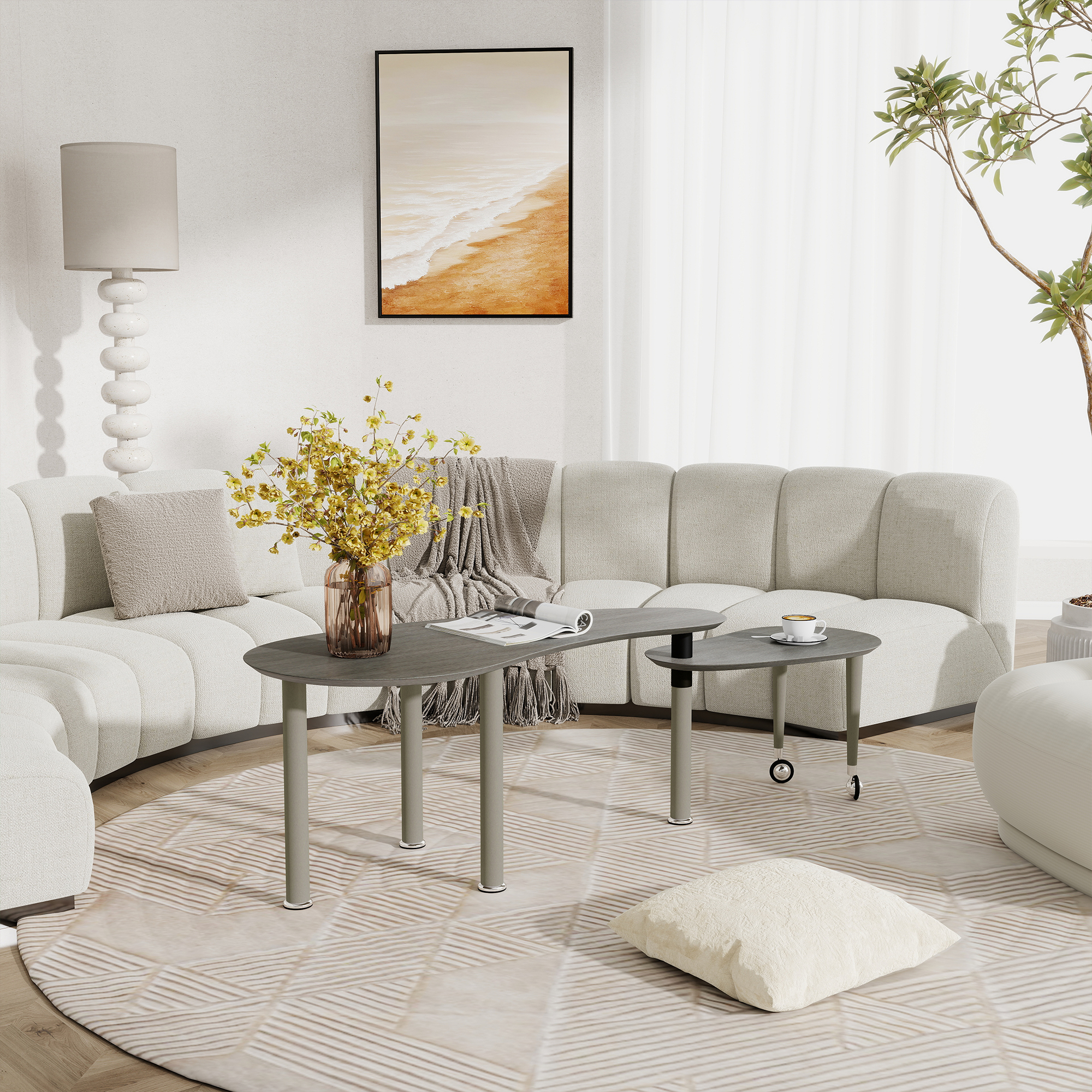 Rotatable Oval Coffee Table