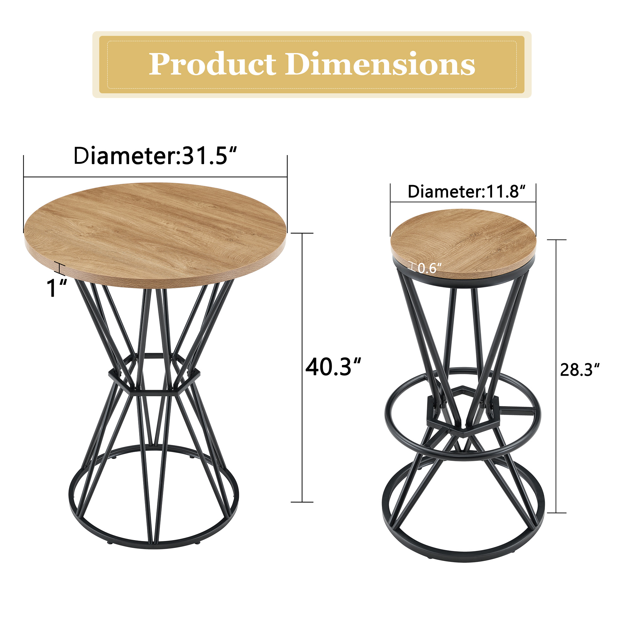 Wood Grain Bar Table Set, picture 4 of 4