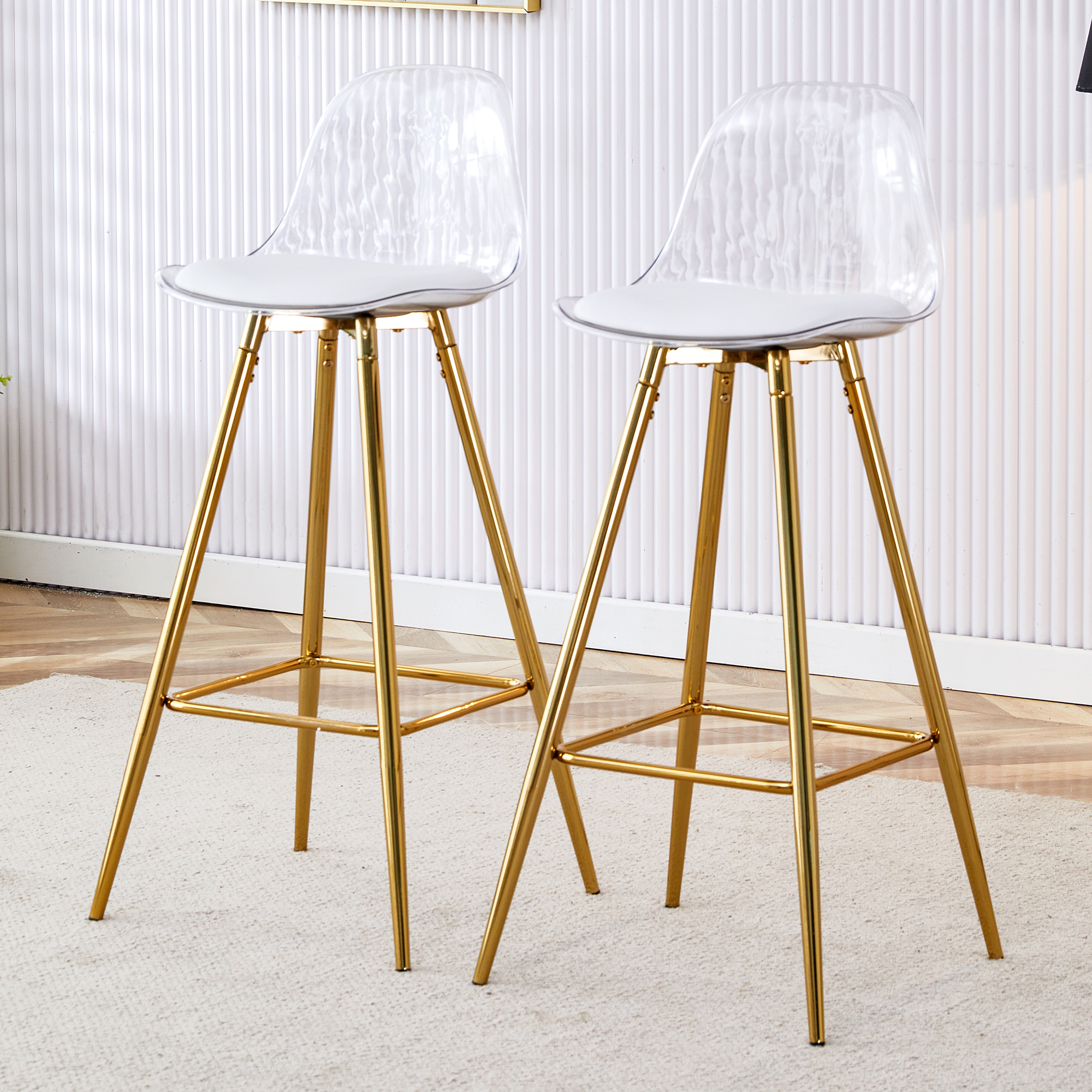 Modern And Comfortable Upholstered Bar Chairs, Metal Legs, Small Size Bar Chairs, Suitable For Part Of The Crowd, Stylish Design For Dining Room, Kitchen, Terrace And Living Room Chairs. 2