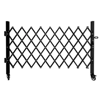 Foldable Security Gate, Expandable Safety Barrier With 360' Swivel Casters Lockable Design, Portable Mobile Rolling Barricade For Garage, Warehouse, Driveway And Pool Areas - 87' H