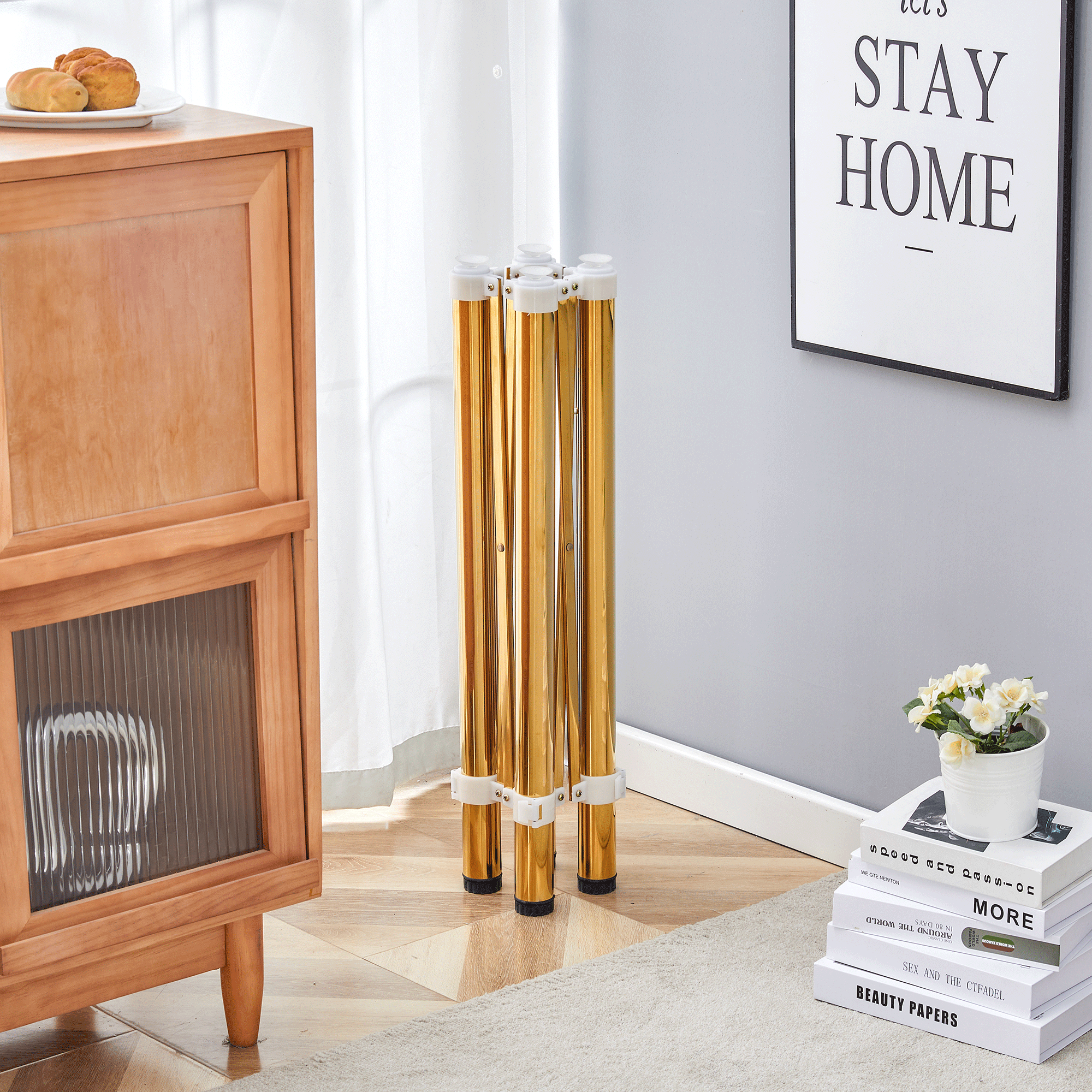 Only Table Leg.Simple Golden Stainless Steel Folding Table Frame - Multifunctional, Space-Saving.Folding Table Frame,Golden Stainless Steel Material,5.5x5.5x28.7 26.3x26.3x28.7 Inch.