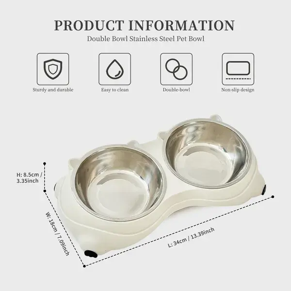 Anti Slip Base Double Cat Food Bowl