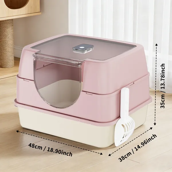 Galaxy Enclosed Pink Cat Litter Box, Sealed To Prevent Odors And Sanding, Stable And Durable, Suitable For Pet Families Worldwide