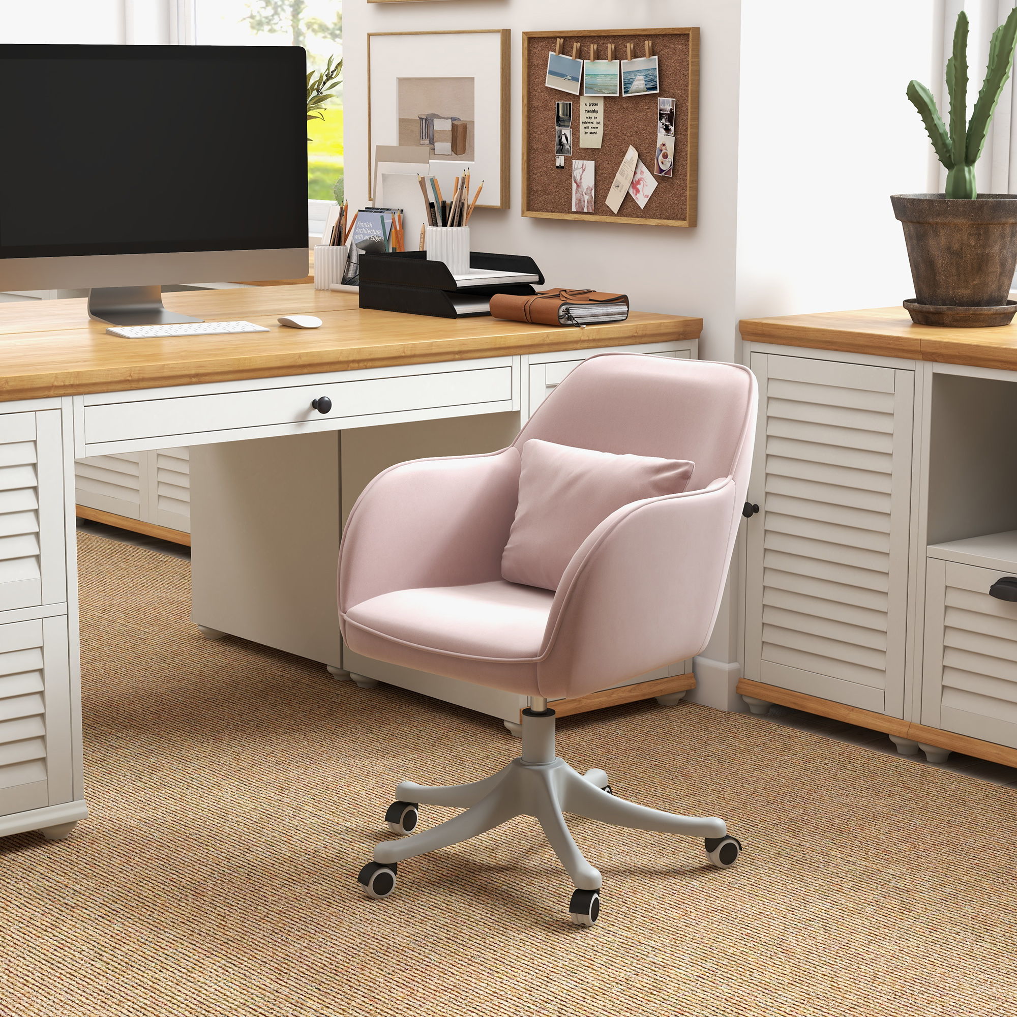 Massage Schreibtischstuhl 78-86 Cm Höhenverstellbarer Bürostuhll Drehstuhl Computerstuhl Mit USB-Schrittstelle Arbeitsstuhl Mit Vibrationsfunktion Lendenkissen Massagefunktion Rosa