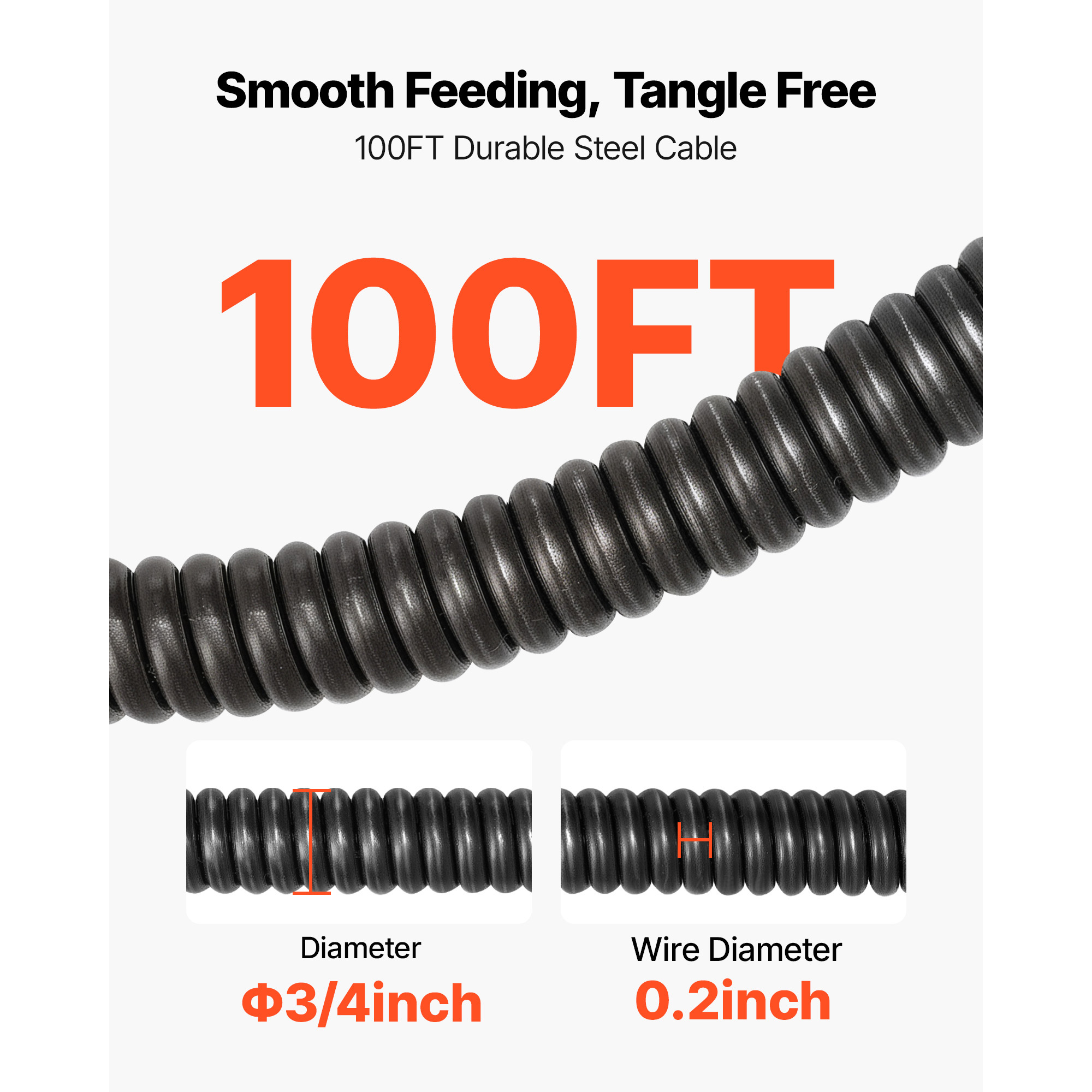Drain Cleaner Machine 1 0 0 FT X 3 4 Inch, Auto Feed Sewer S Nake Auger, Portable Drain Cleaning Machine With… - 4