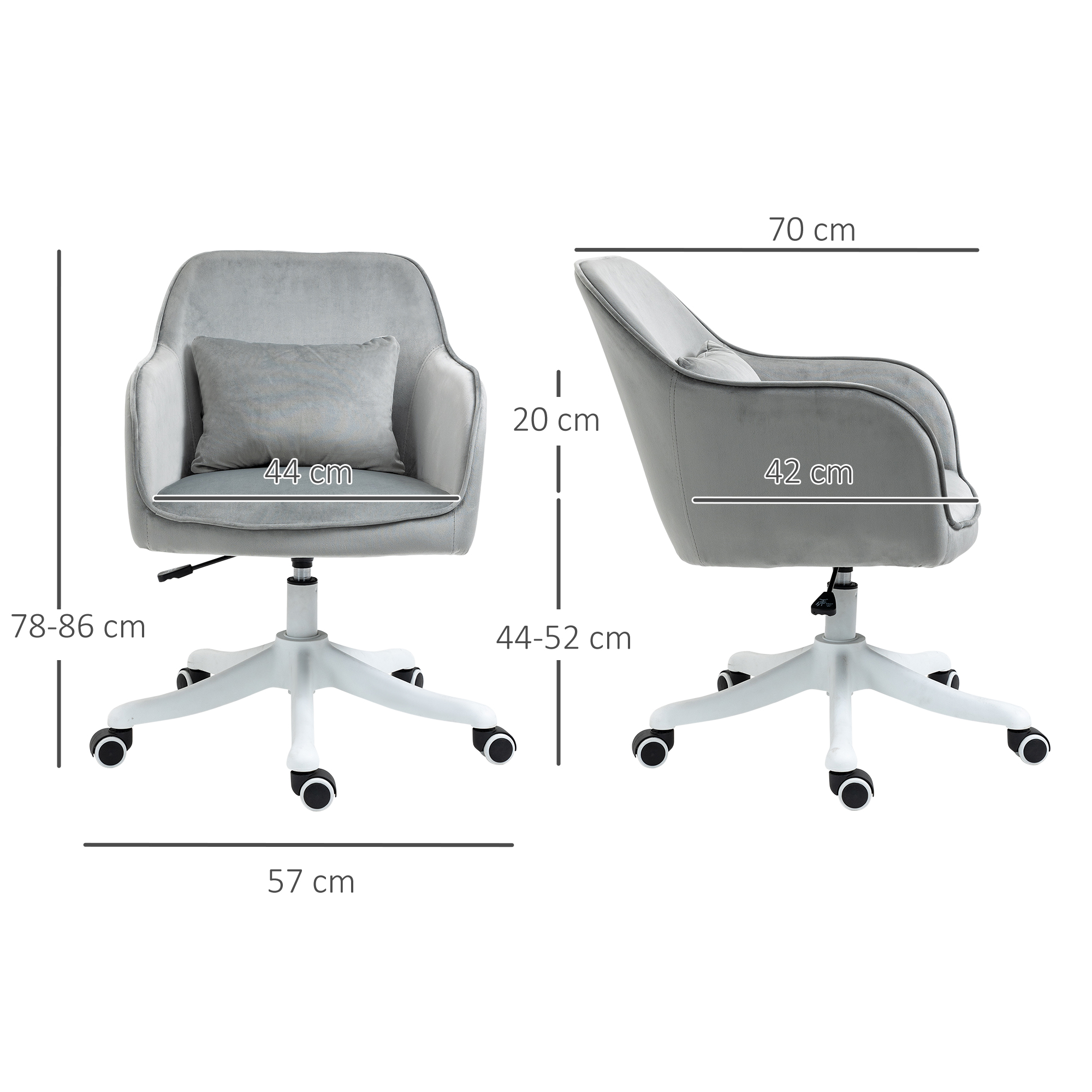 Massage Schreibtischstuhl 78-86 Cm Höhenverstellbarer Bürostuhll Drehstuhl Computerstuhl Mit USB-Schrittstelle Arbeitsstuhl Mit Vibrationsfunktion Lendenkissen Massagefunktion Grau
