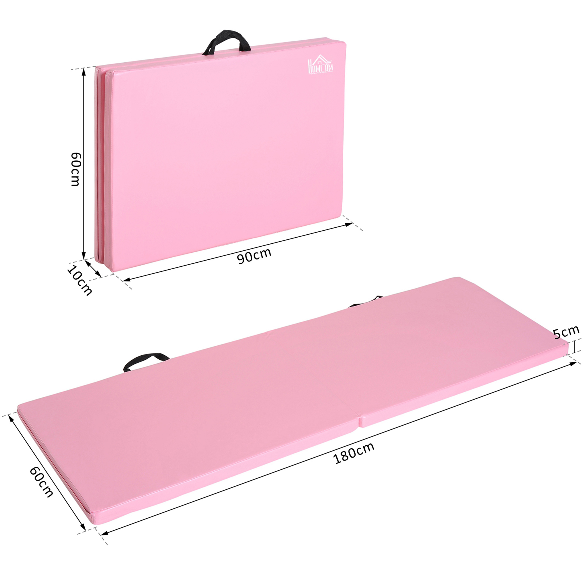 Trainingsmatte Faltbare Fitnessmatte Mit Griffen Für Yoga, MMA, Fitness, Pilates, Synthetikbezug, 180 X 60 X 5 Cm, Rosa