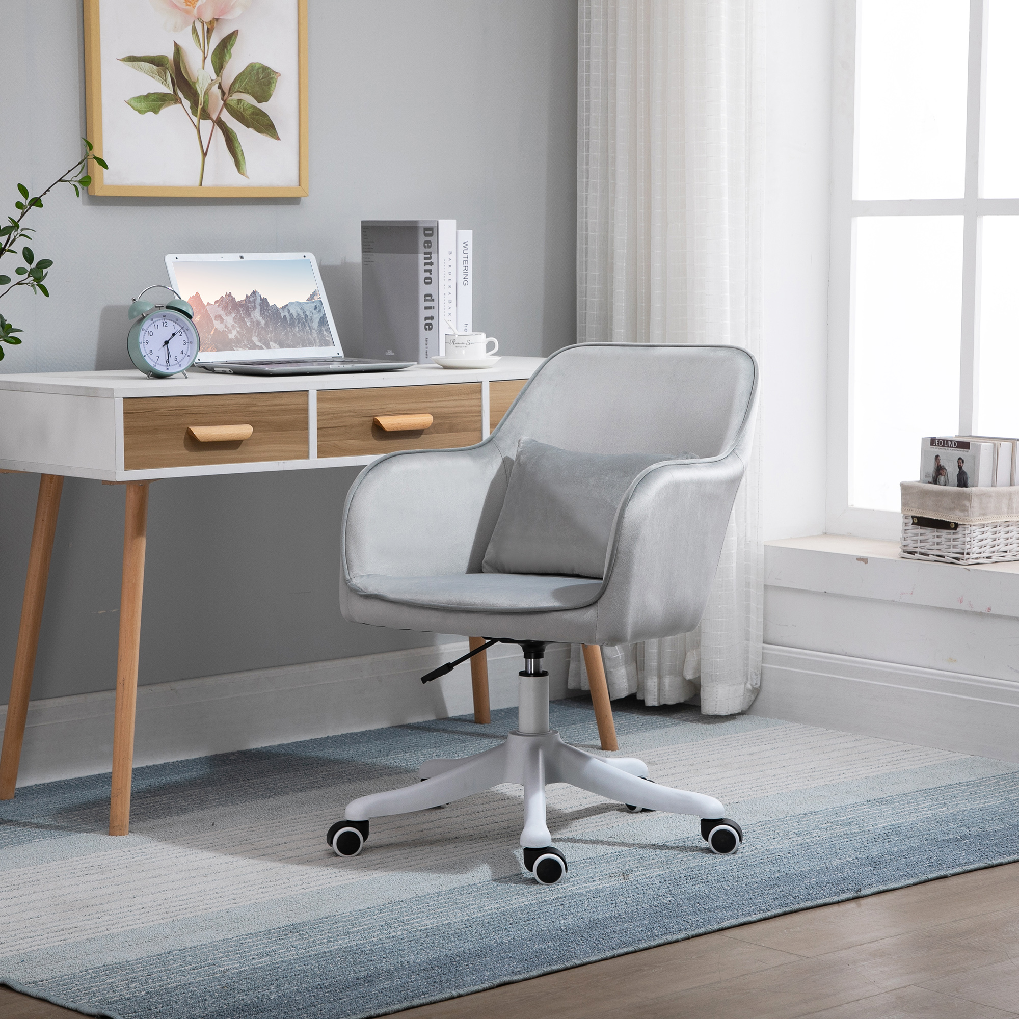 Massage Schreibtischstuhl 78-86 Cm Höhenverstellbarer Bürostuhll Drehstuhl Computerstuhl Mit USB-Schrittstelle Arbeitsstuhl Mit Vibrationsfunktion Lendenkissen Massagefunktion Grau