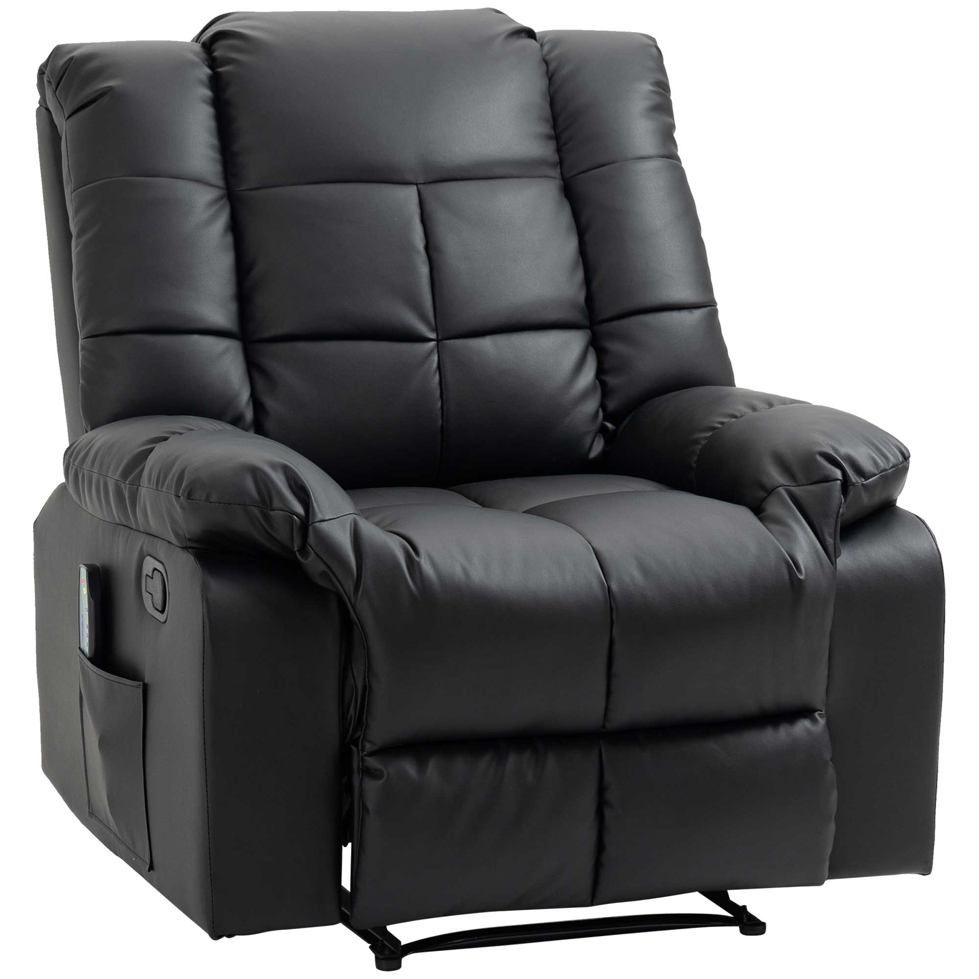 Massagesessel, Relaxsessel, 8 Vibrationspunkte, Liegefunktion, Kunstleder, Schwarz, 94x99x99cm