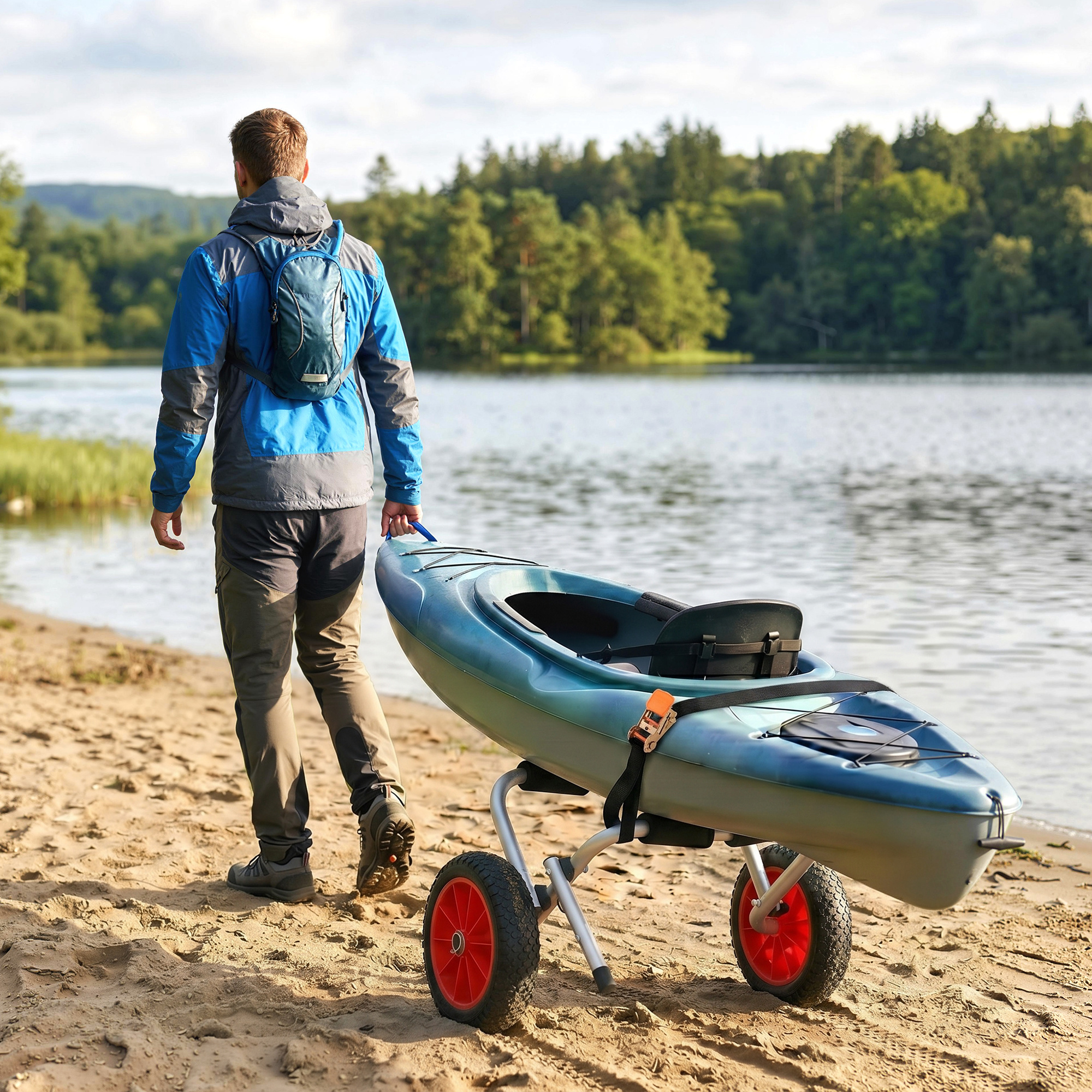 Transportwagen Klappbar Alu Kajakwagen Bis 70 Kg Bootswagen Mit Spanngurte Luftlose Stollenreifen