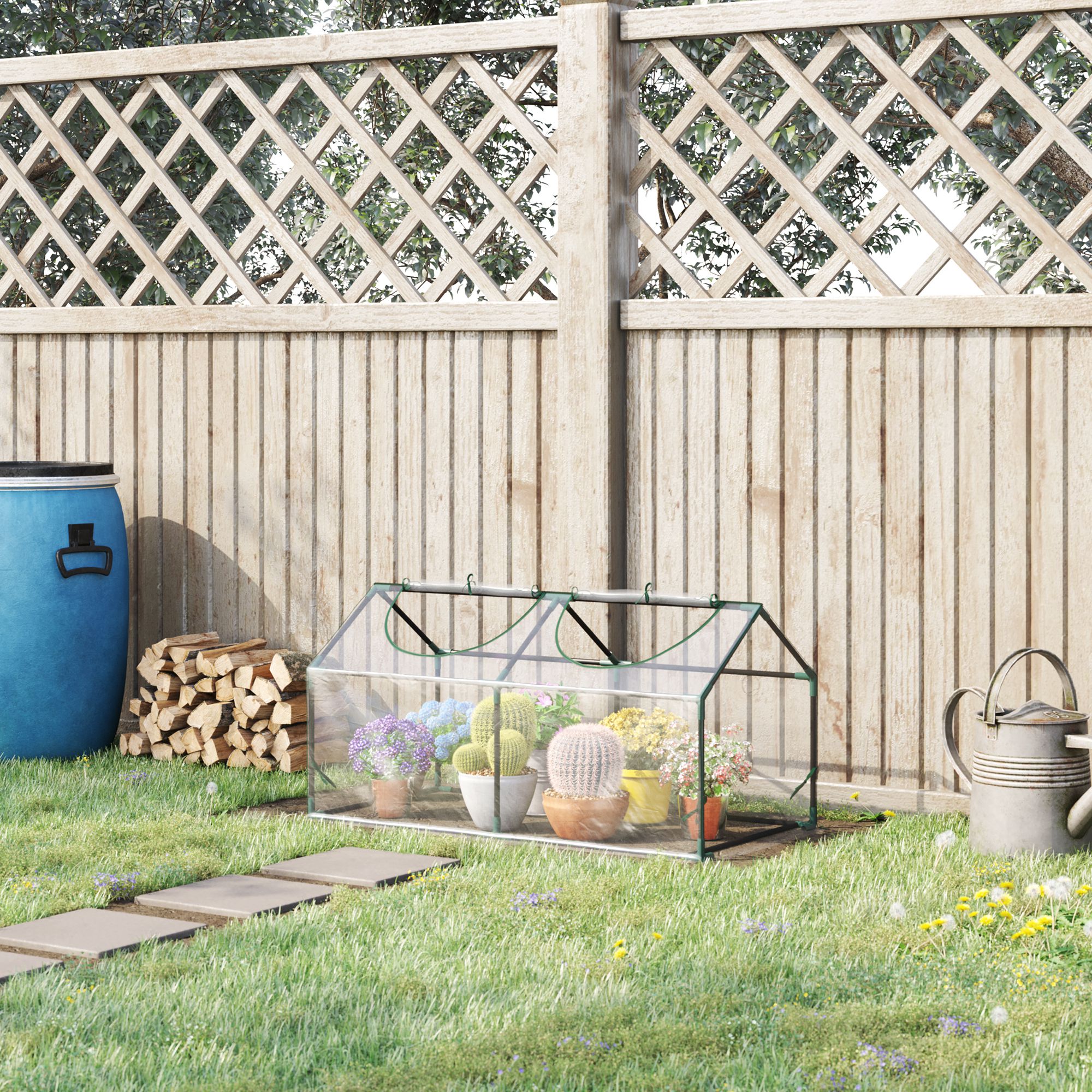 Gewächshaus Mit Fernster, PE-Gitterfolie, Foliengewächshaus Aus Stahl, Treibhaus Für Balkon, Garten, Tomatenhaus 120x60x60cm, Tomatengewächshaus Für Gemüse, Blumen, Pflanzen, Transparent
