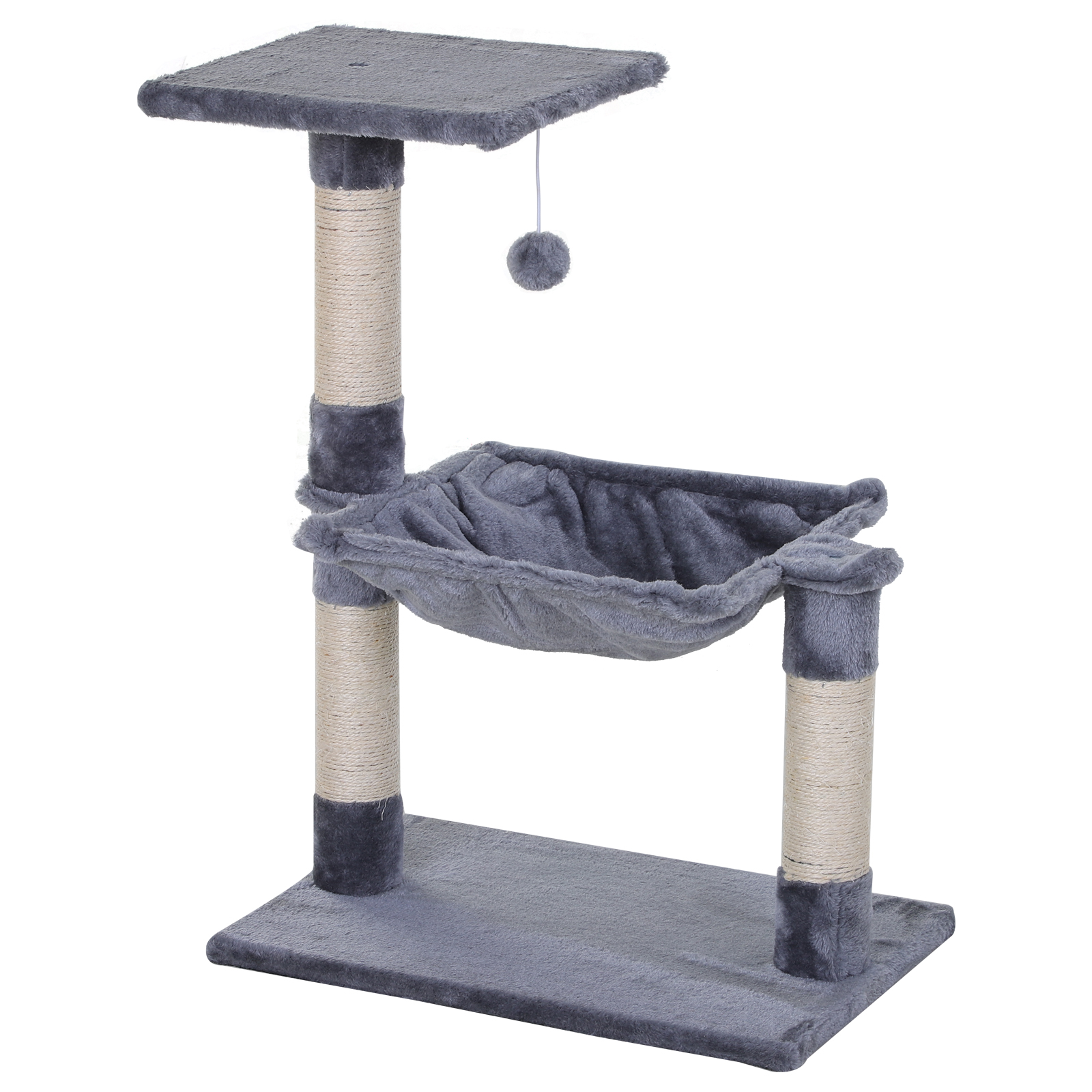 Kletterbaum Katzenbaum Kratzbaum Mit Sisalsäule Plüsch-Hängematte Spanplatte Grau 50 X 36 X 70 Cm