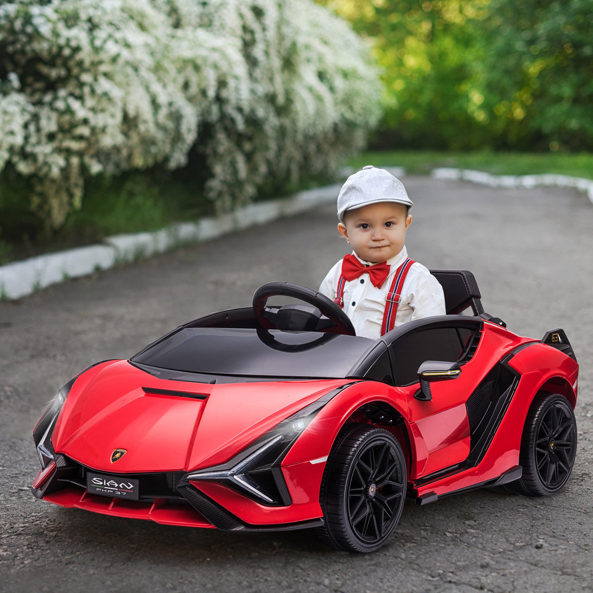 Kinderfahrzeug 12V 2 Fahrmodi Lamborghini SIAN SUV-Auto-Spielzeug Elektroauto Mit Fernbedienung Musik(MP3/USB) Licht 37-60 Monate Metall Rot 108 X 62 X 40 Cm 4