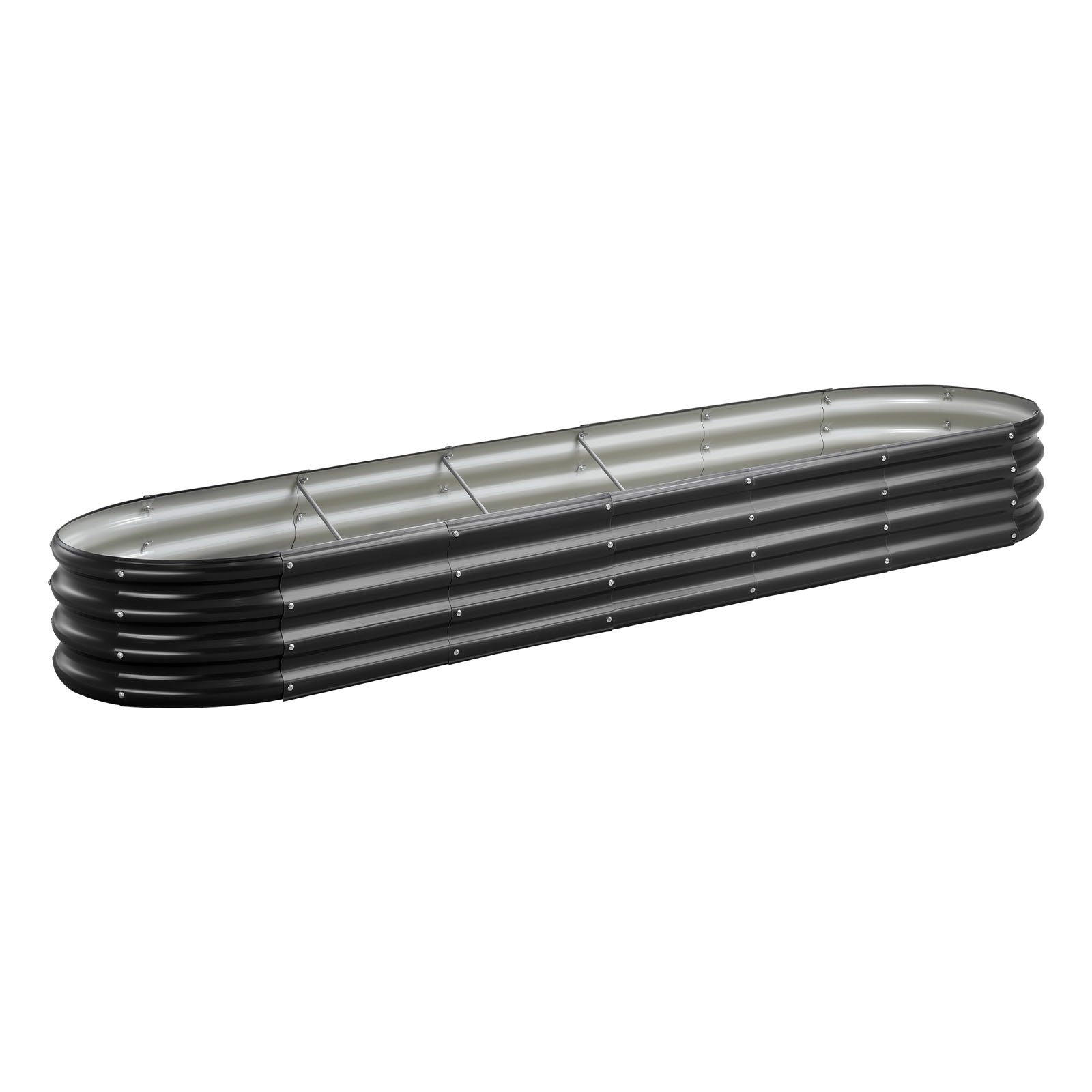 Metal Raised Garden Bed, 8 X 2 X 1 Ft Oval Outdoor Galvanized Planter Garden Box, Open Bottom Design, Large Planter Raised Bed For Growing Vegetables, Flowers, Herbs, And Succulents, Dark Gray