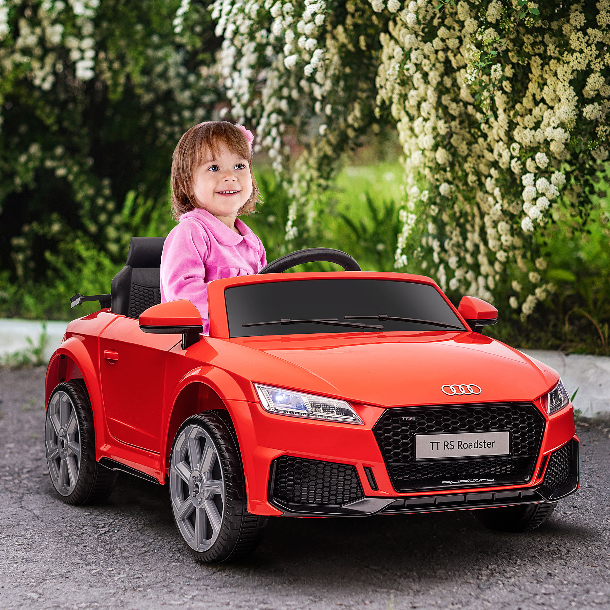 Audi Kinder Elektroauto 12V Mit 2,4G Fernbedienung, Musik, Hupe, Elektrofahrzeug Mit LED-Leuchte, USB/MP3-Anschluss, Rückwärtsfunktion, Für Kinder 3-5 Jahre, Rot 4